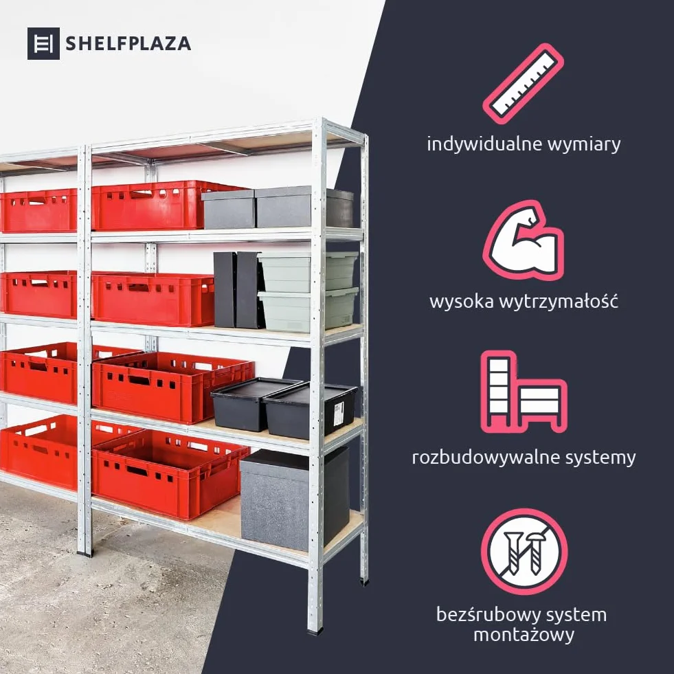 shelfplaza HOME 90x80x40 cm regał do dużych obciążeń w kolorze ocynkowany z 3 półkami i udźwigiem 175 kg na półkę