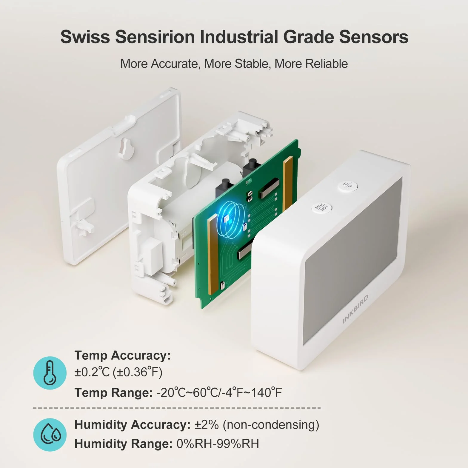 Inkbird ITH-21-B Bluetooth termometr z higrometrem, rejestrator danych, temperatura, wilgotność powietrza z bateriami, dwa tryby wyświetlania, higrometr, termometr wewnętrzny z aplikacją