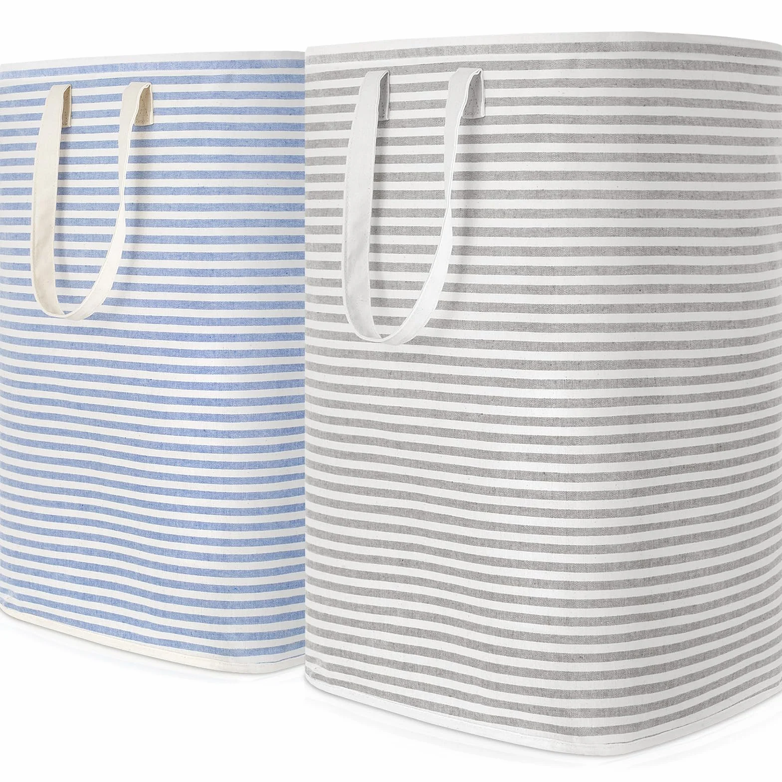 Lifewit Kosz na Pranie z Uchwytem, Duży Składany Wodoodporny Kosze Brudna Ubrania, Laundry Basket do Odzież, Sypialnia, Szary & Niebieski, 80L, 2 Paczki