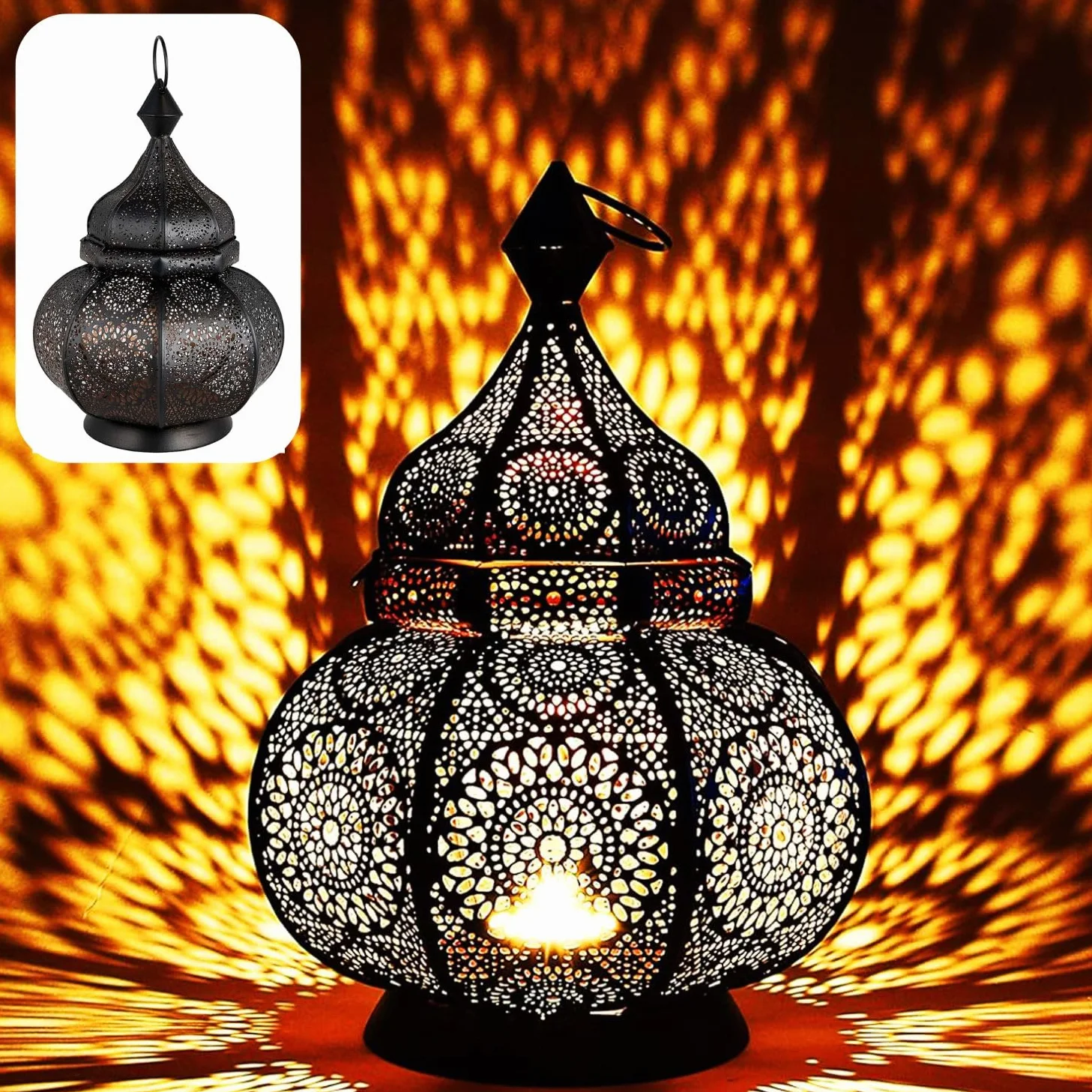 Marrakesch Orient & Mediterran Interior Marokańska Lampa Vintage, Metal, Czarny, 30 cm