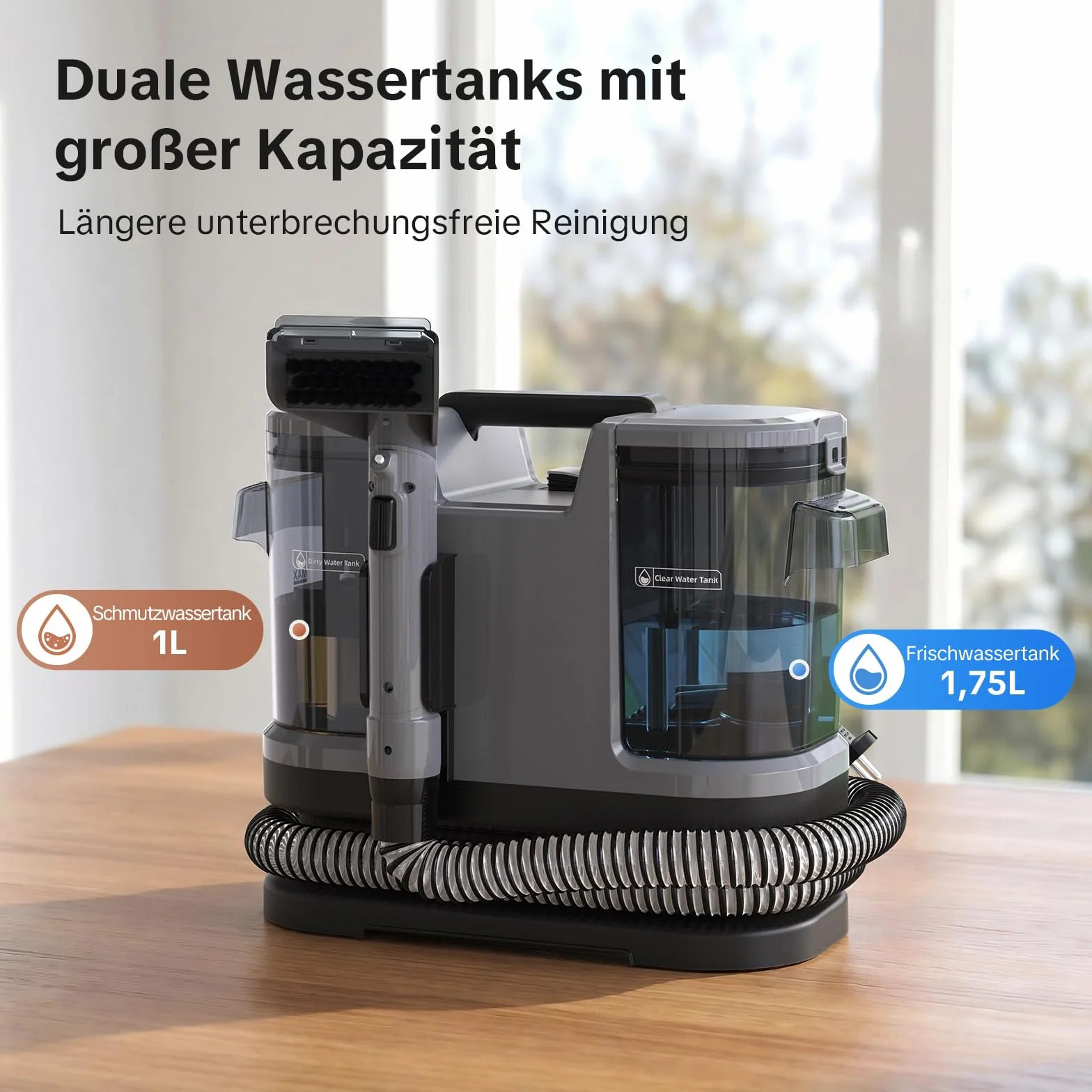 Lubluelu Urządzenie do czyszczenia dywanów na mokro, 600 W – 18 kPa, przenośne urządzenie do czyszczenia dywanów z samoczyszczeniem i długim wężem do dywanów, sof i wnętrz samochodowych