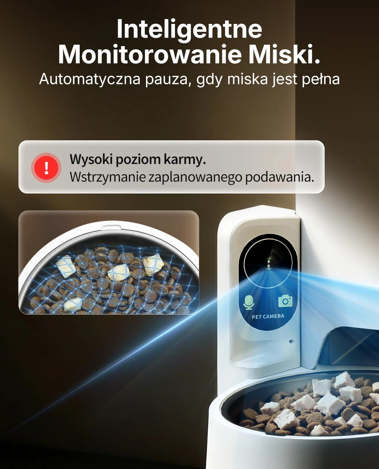 PETKIT Automatyczny Dozownik Karmy dla Kota z Kamerą AI, 3L, 1080P HD, WiFi 2.4G/5GHz, Miska ze Stali Nierdzewnej