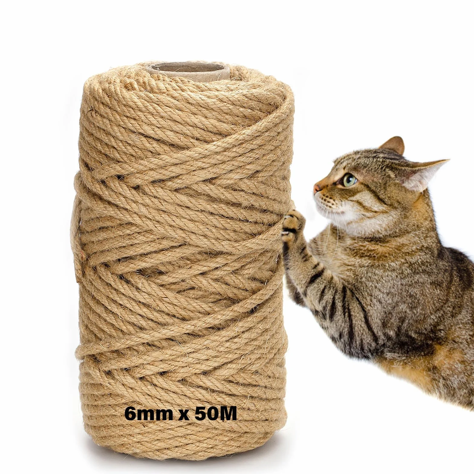 Naturalny Sznur Sizalowy 6mm x 50m na Drapak dla Kota - Dom, Ogród, DIY