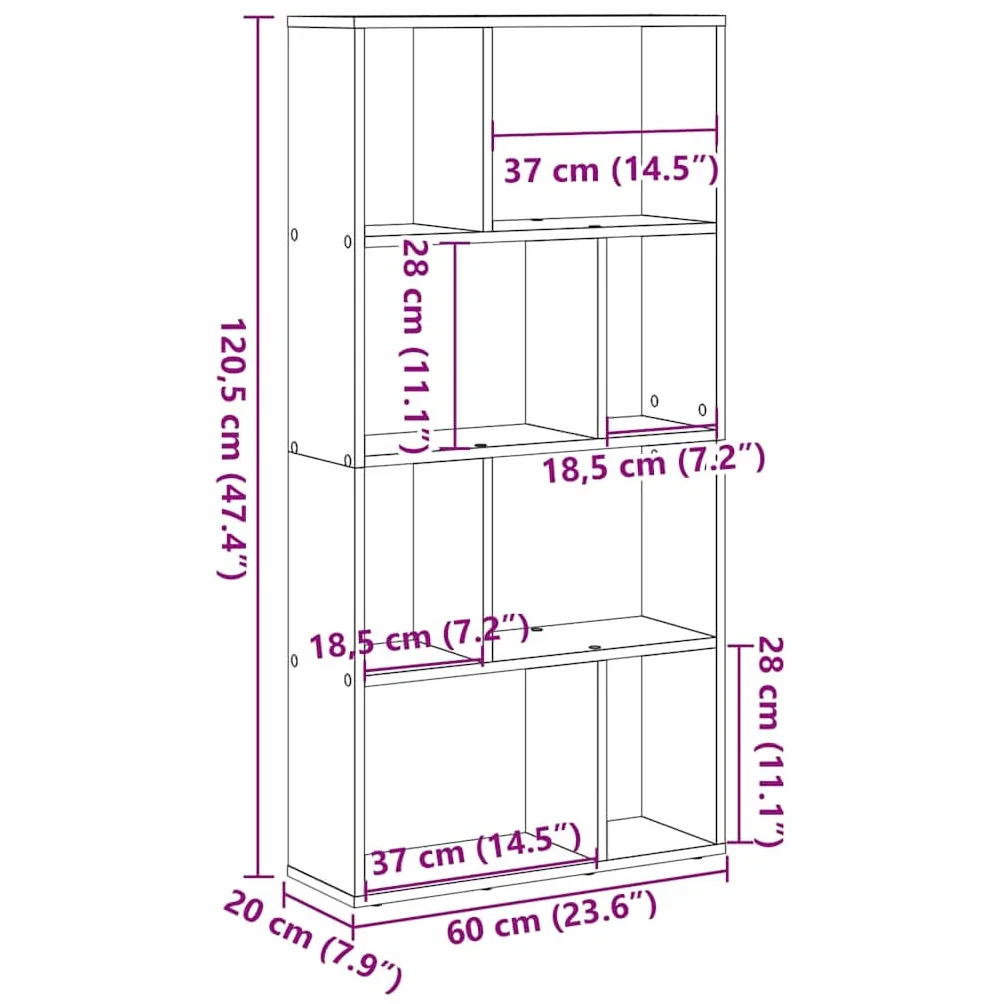 vidaXL Regał na książki biały 60x20x120,5 cm Drewno konstrukcyjne