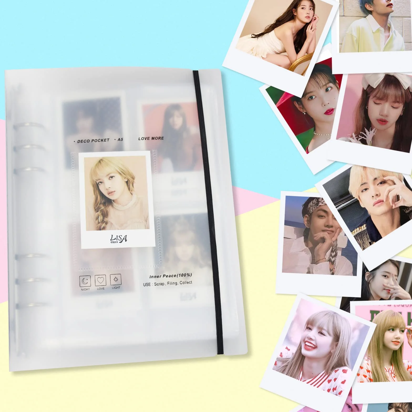 Album fotograficzny z kartami, Kpop, 25 koszulek, 200 kieszeni, 10,2 cm, do uzupełnienia, format A5, 6 pierścieni, segregator, scrapbooking, koszulki na karty, wodoodporny, biały
