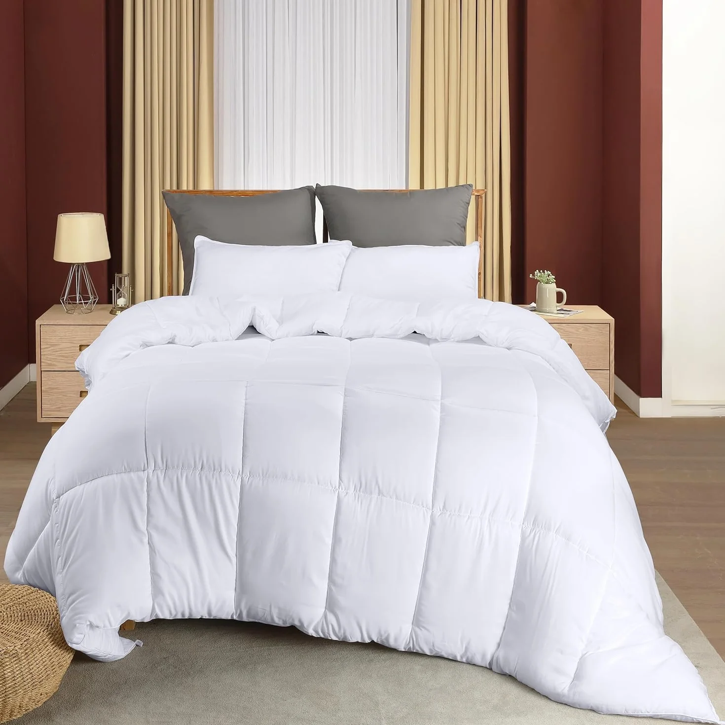 Utopia Bedding All Season Kołdra 220 x 240 cm, Oddychająca Kołdra z Mikrofibry z Wypełnieniem Poliestrowym 280 GSM (Biała)