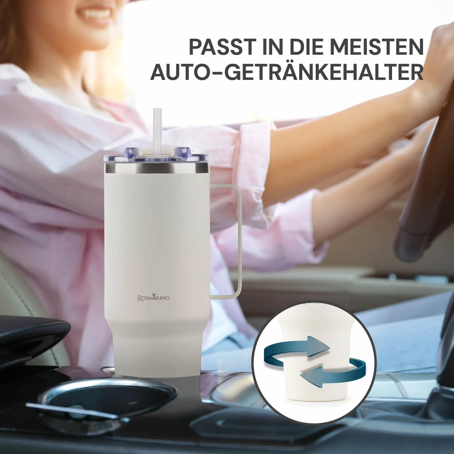 Rosmarino MegaCup Thermobecher 580 ml, utrzymuje zimno przez 11 godzin, ciepło przez 7 godzin, stal nierdzewna, termosbecher, termosbecher, termoizolacja, termoizolacja, termomisa, mięta