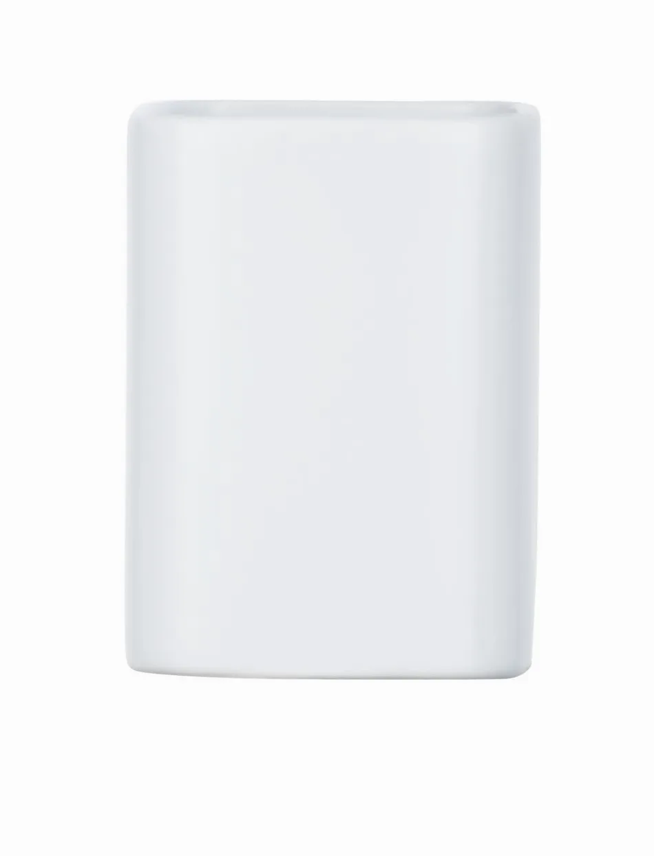 Wenko 23233100 Hexa biały uchwyt na kubek na szczoteczki do zębów, na szczoteczki do zębów i pastę do zębów, ceramiczny, 6,5 x 9 x 6,5 cm, biały