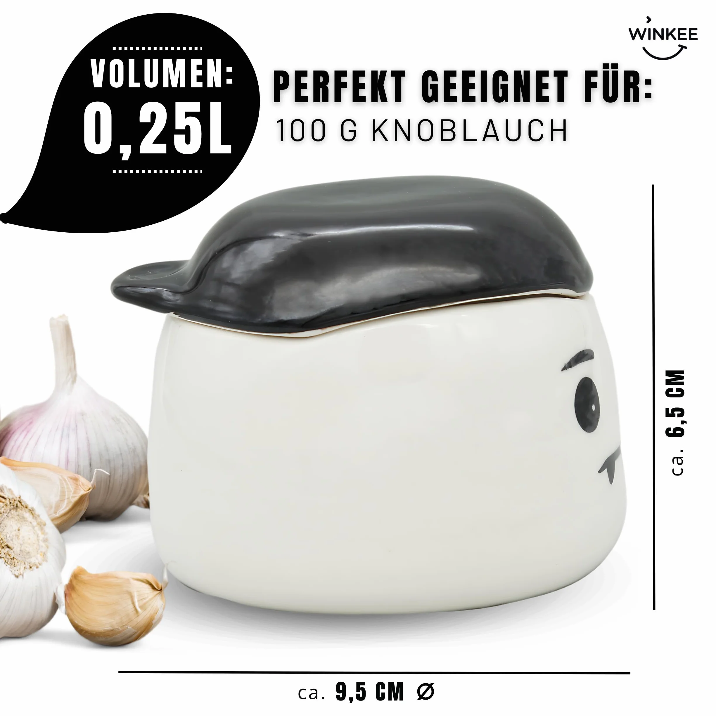 Winkee Oryginalny - Vampir prażak i pojemnik do przechowywania I Ceramic Garlic Roaster I forma do pieczenia czosnku