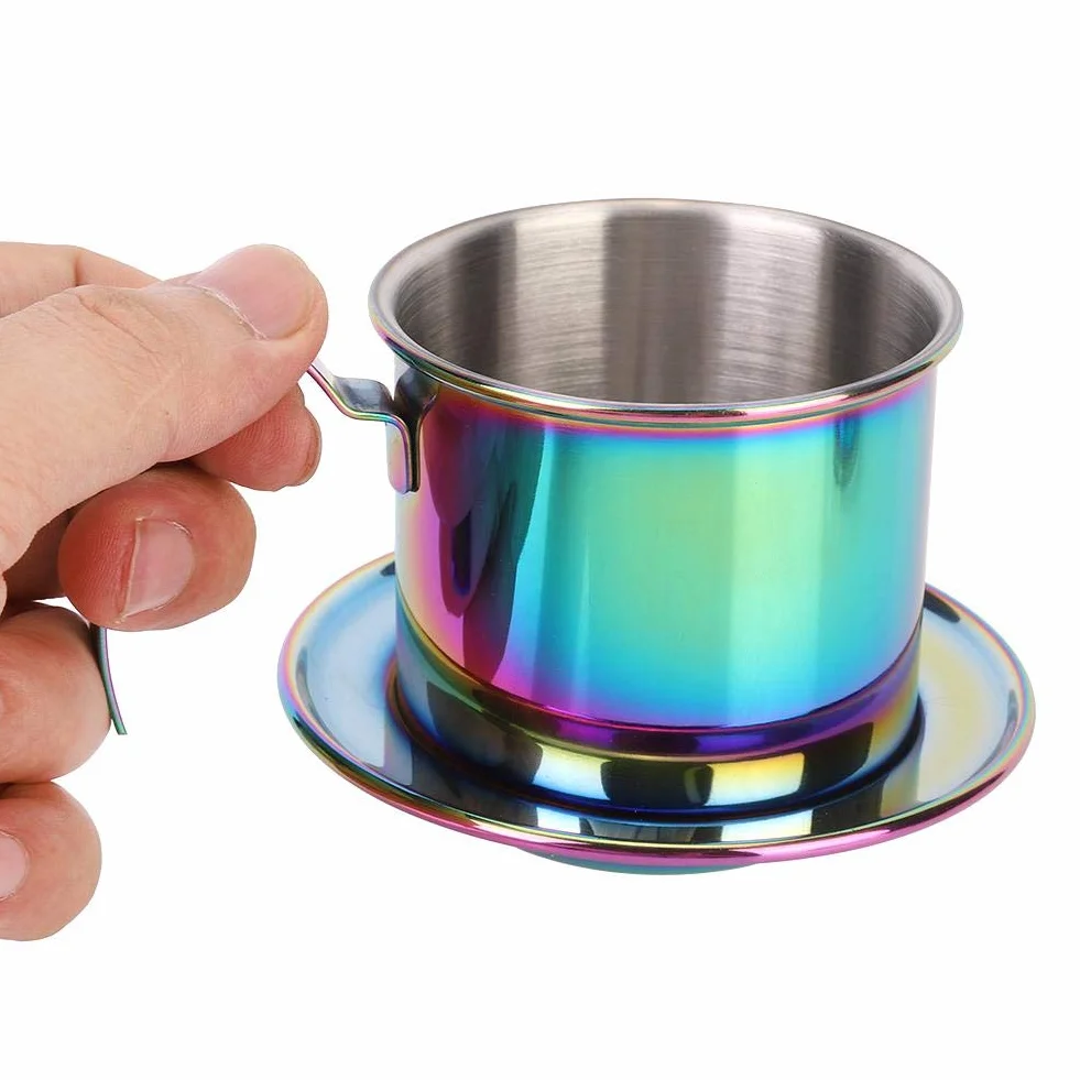Fdit Kolorowy, wietnamski zestaw filtrów do kawy ze stali nierdzewnej podlej kawą wietnamski ekspres do kawy Phin Infuser Coffee Drip Brewer opakowanie wielokrotnego użytku