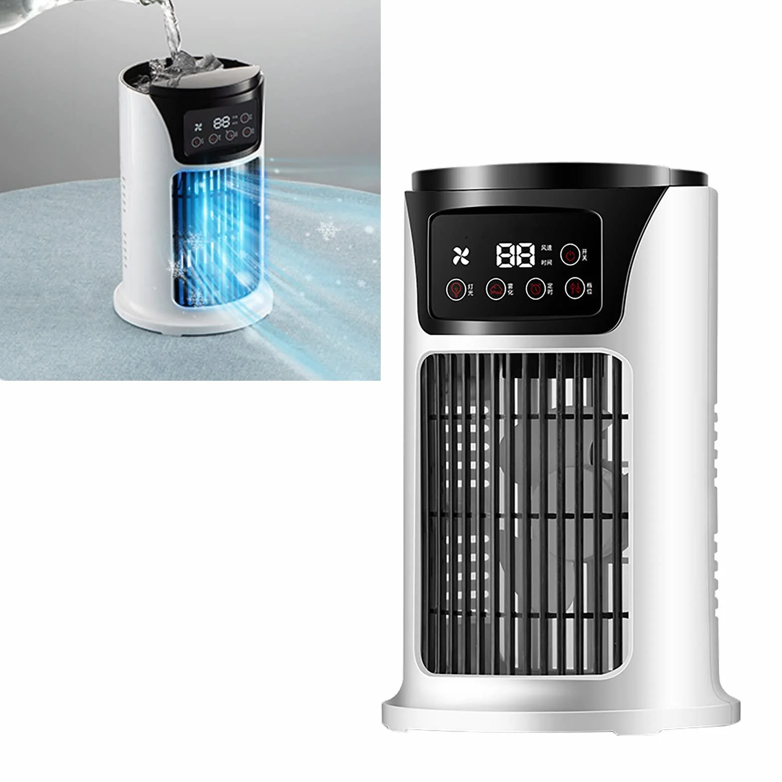 Acouto Wentylator Klimatyzacji w Sprayu Wentylator Klimatyzacji w Sprayu, Plastikowa Chłodnica Powietrza na Biurko USB z 6 Prędkościami Wiatru, 6-godzinny Czas dla Domu, Kempingu i Pieszych Wędrówek