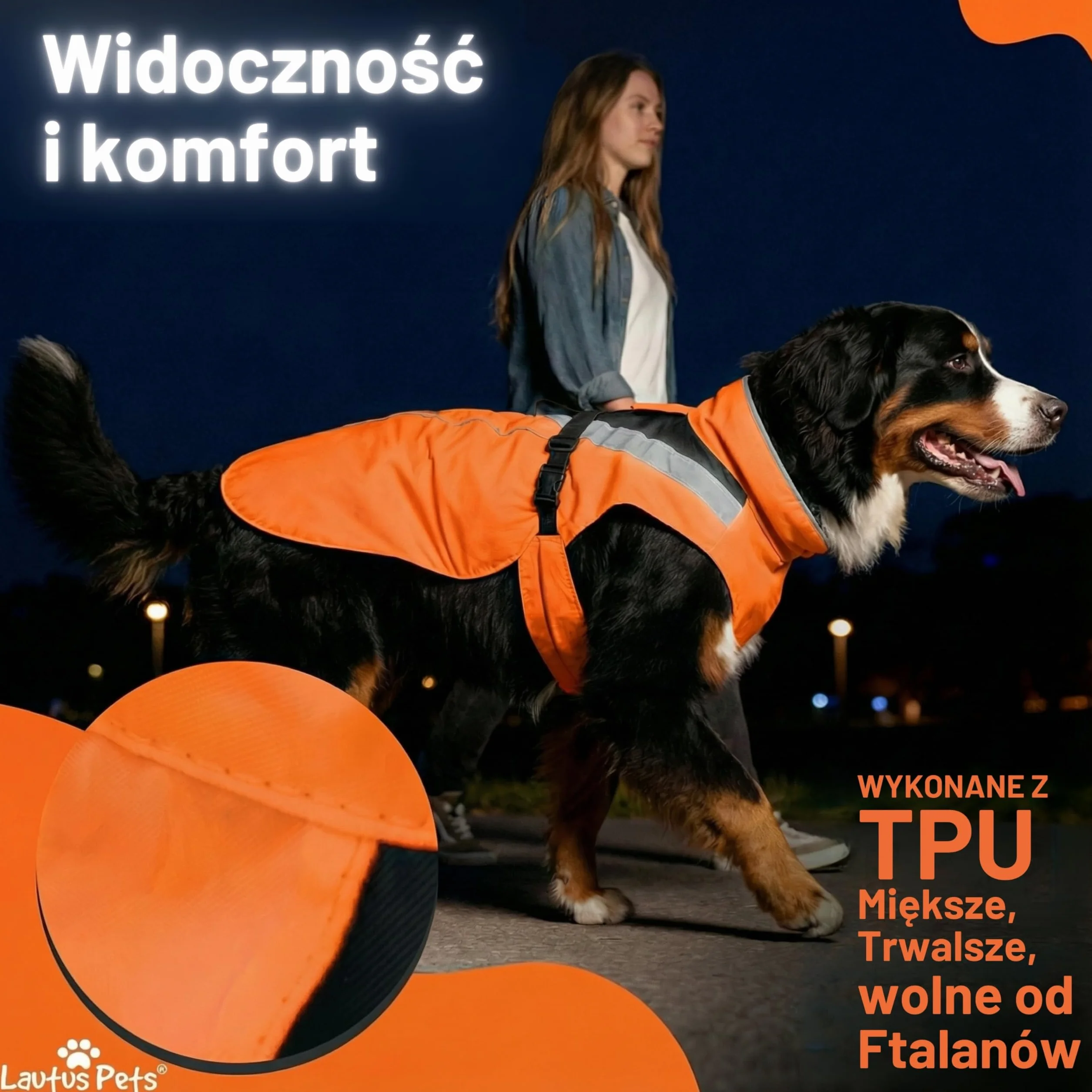 Płaszcz przeciwdeszczowy dla psa wodoodporny z elementami odblaskowymi XXL Pomarańczowy