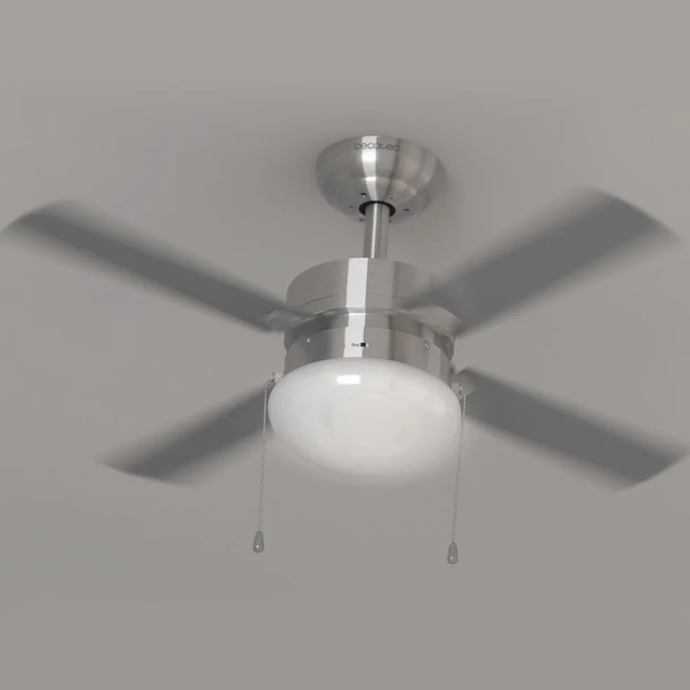 Cecotec Wentylator sufitowy EnergySilence Aero 450, 50 W, energooszczędny, średnica 106 cm, światło, 4 odwracalne łopatki, 3 prędkości, funkcja zimowa, wykończenie stalowe/białe