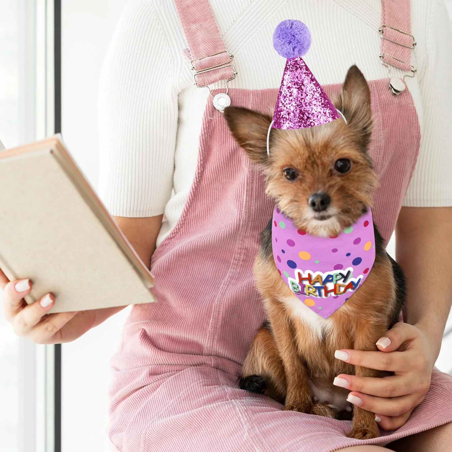 Dekoracje urodzinowe dla psa, bandana z brokatowym kapeluszem i sukienką, zestaw dla dziewczynki, mini czapki imprezowe, urocza spódnica tutu, kostium dla małych, średnich i dużych psów, kotów