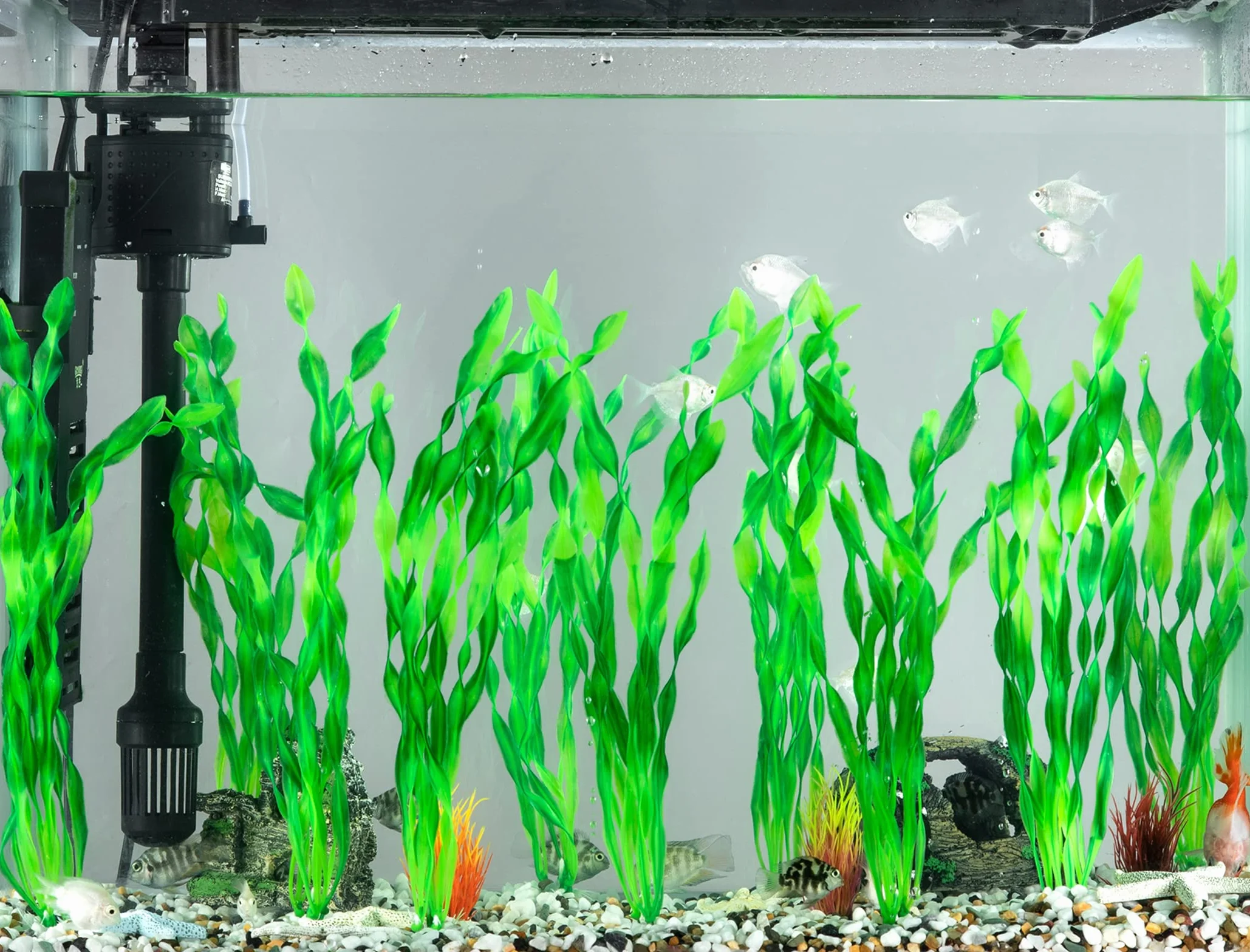 MyLifeUNIT Artificial Seaweed Aquarium Plants 10 PCS Green Plastic Fish Tank Decorations