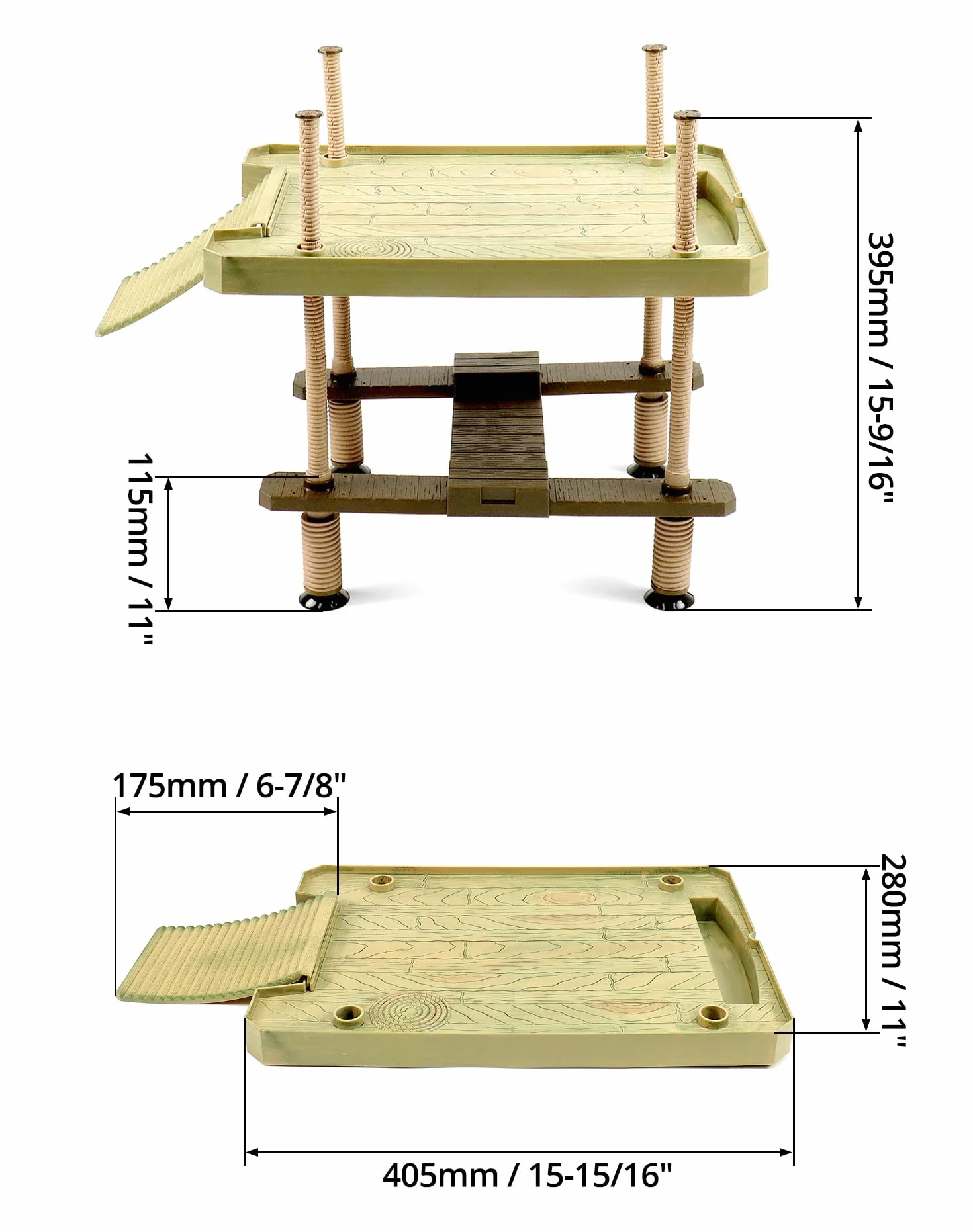 QWORK® Duża Pływająca Platforma dla Żółwi i Do Pływania, akcesoria do żółwi lądowych, do akwariów i terrariów, 40,5 cm x 28 cm