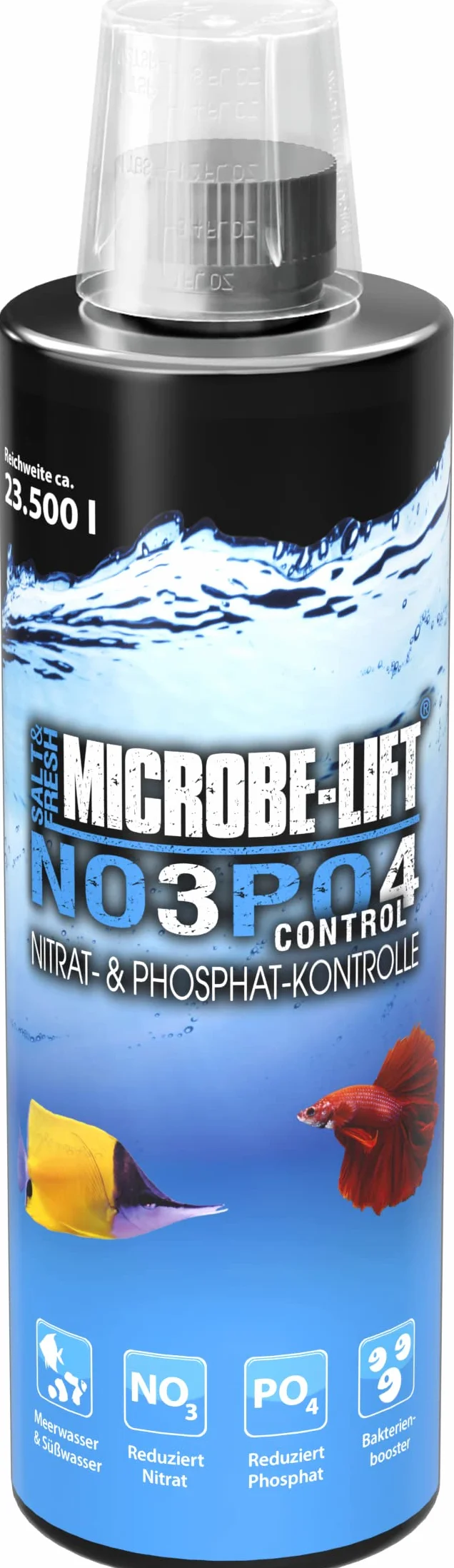 MICROBE-LIFT NOPO Control – skuteczny środek do usuwania azotanów i fosforanów, wzmacniacz bakterii, akwarium z wodą morską i słodką, 473 ml