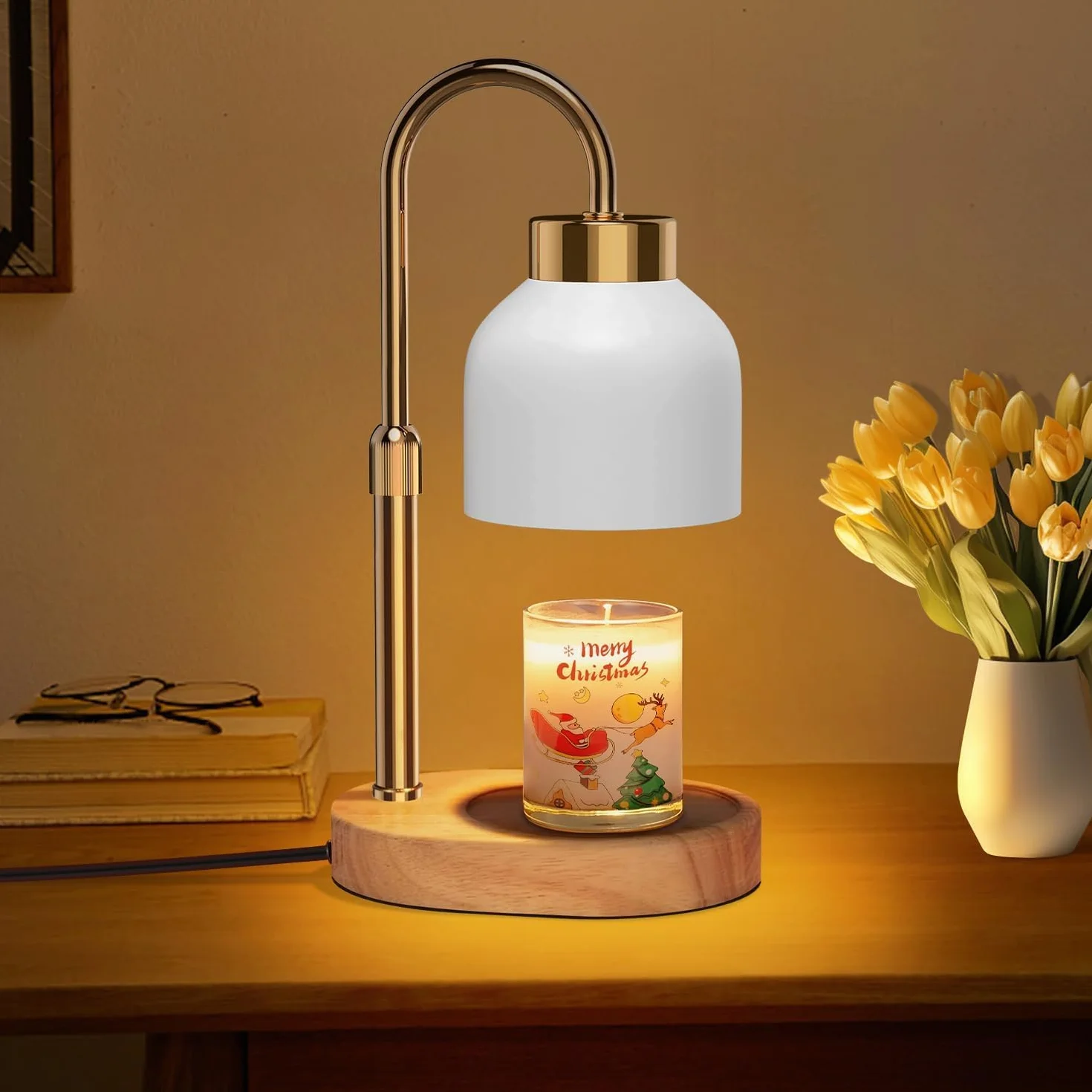 seenlast Lampa podgrzewająca świeca, lampa do świec z timerem i ściemniaczem, elektryczna lampa rozgrzewająca, świeca zapachowa w stylu vintage, do dekoracji domu sypialni