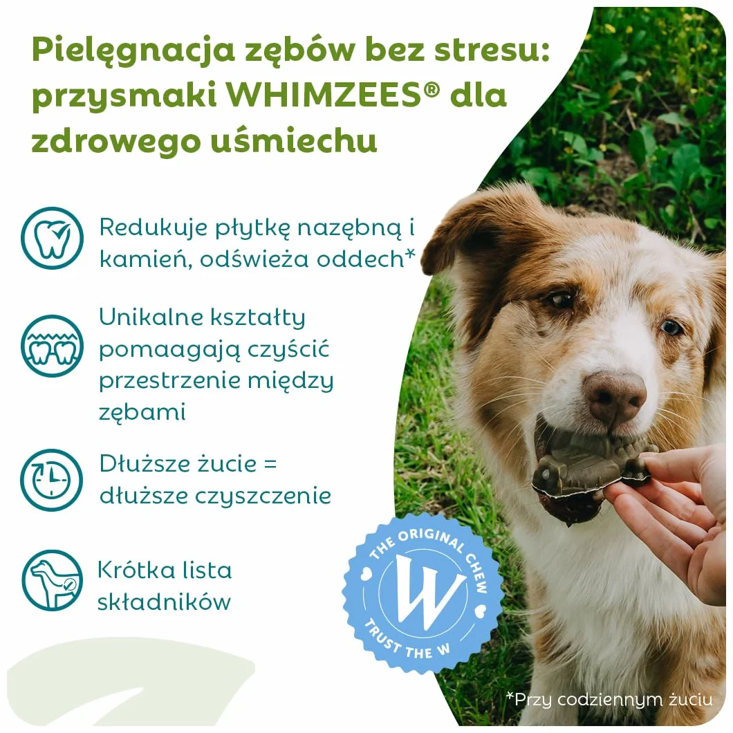 WHIMZEES Aligator S, 24 Sztuk – Rozmiar S, Gryzaki Dentystyczne dla Małych Psów, Naturalne, Bezzbożowe, Bez Dodatku Cukru