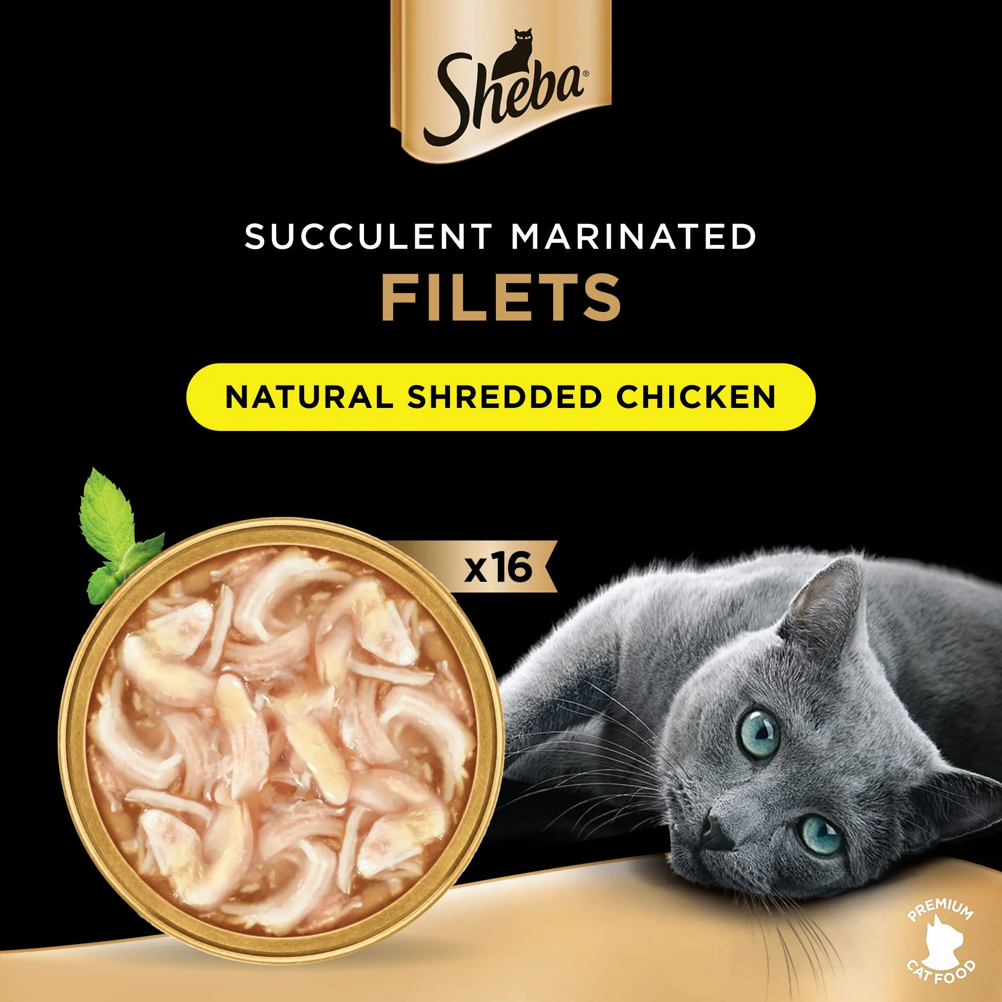 SHEBA Miska na mokrą karmę dla kotów filety naturalny kurczak 16 x 60 g