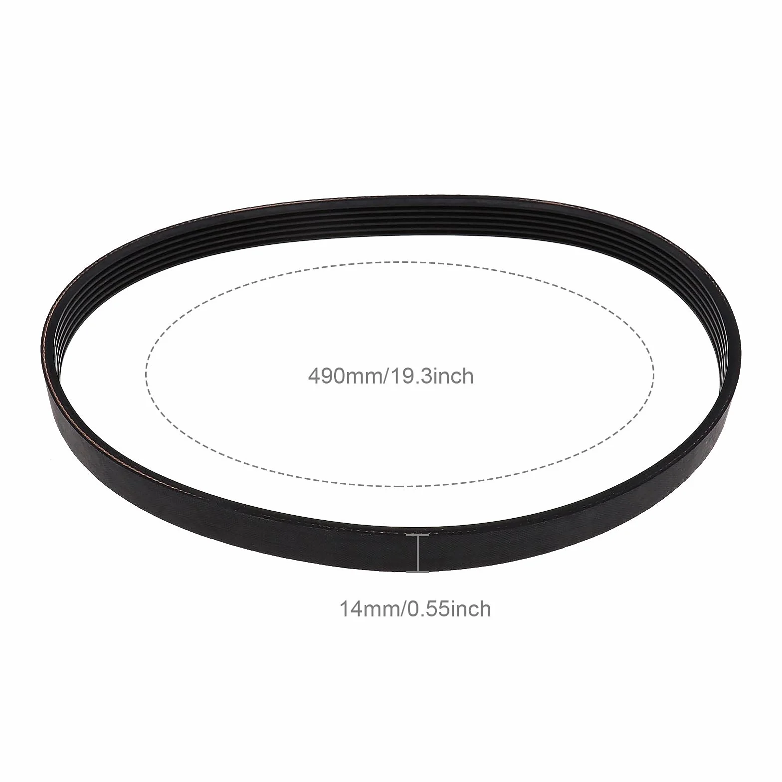 6PJ490 pas napędowy do kosiarki gumowy czarny 14 mm szerokość 490 mm obwód zamknięta pętla pasek rozrządu kompatybilny z Qualcast M2E1032M M2E1232M