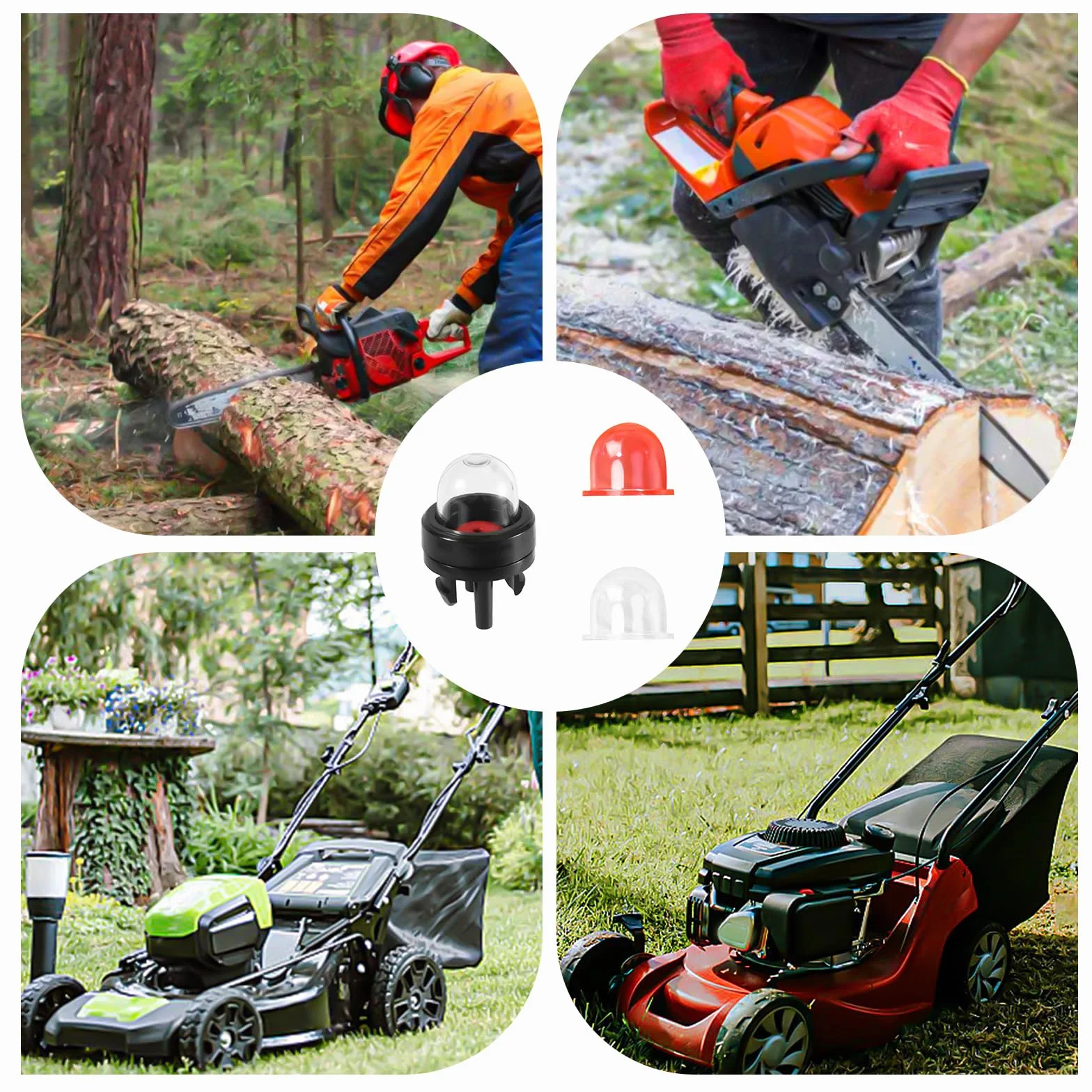 lasuroa 3szt 188-512-1 Snap-in Gaźnik Pompa Pompka i Gruszki Pompki, do Małych Silników Poulan Echo Ryobi Homelite Bolens do Husqvarna Craftsman Walbro Trimmer Piły Łańcuchowej(Przezroczysty+Czerwony)