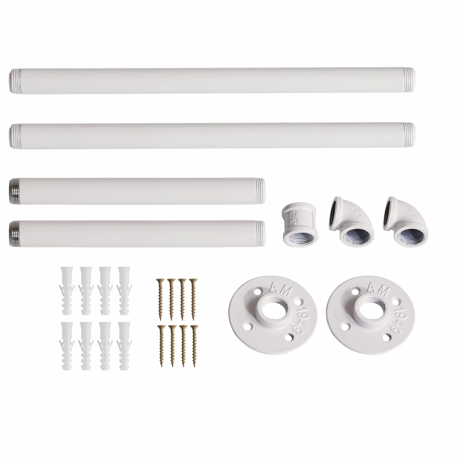 IBUYKE 94 cm naścienny wieszak na ubrania, industrialny design, montowany na ścianie, zdejmowany wieszak na ubrania, oszczędność miejsca, do 50 kg, dwie podstawy, biały TYJ001W
