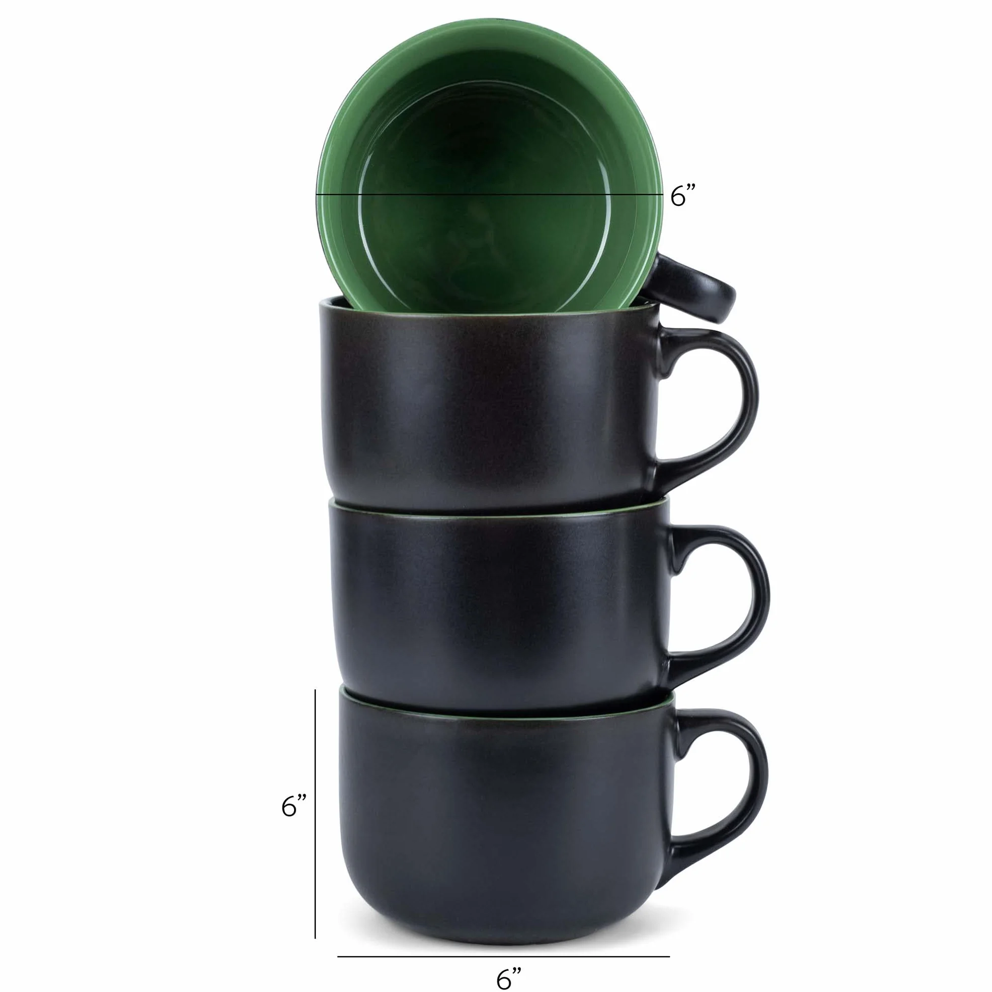 Elanze Designs Kolorowe Pop Green 680 ml błyszczące ceramiczne kubki Jumbo zestaw 4 szt