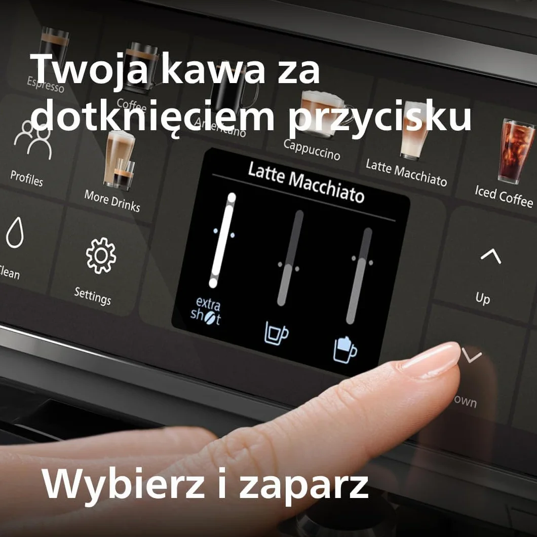 Philips w Pełni Automatyczny Ekspres do Kawy z Serii 5500-20 Kaw Gorących i Mrożonych, Szybki w Czyszczeniu System Mleczny LatteGo, Technologia SilentBrew, QuickStart, Szary (EP5544/50)