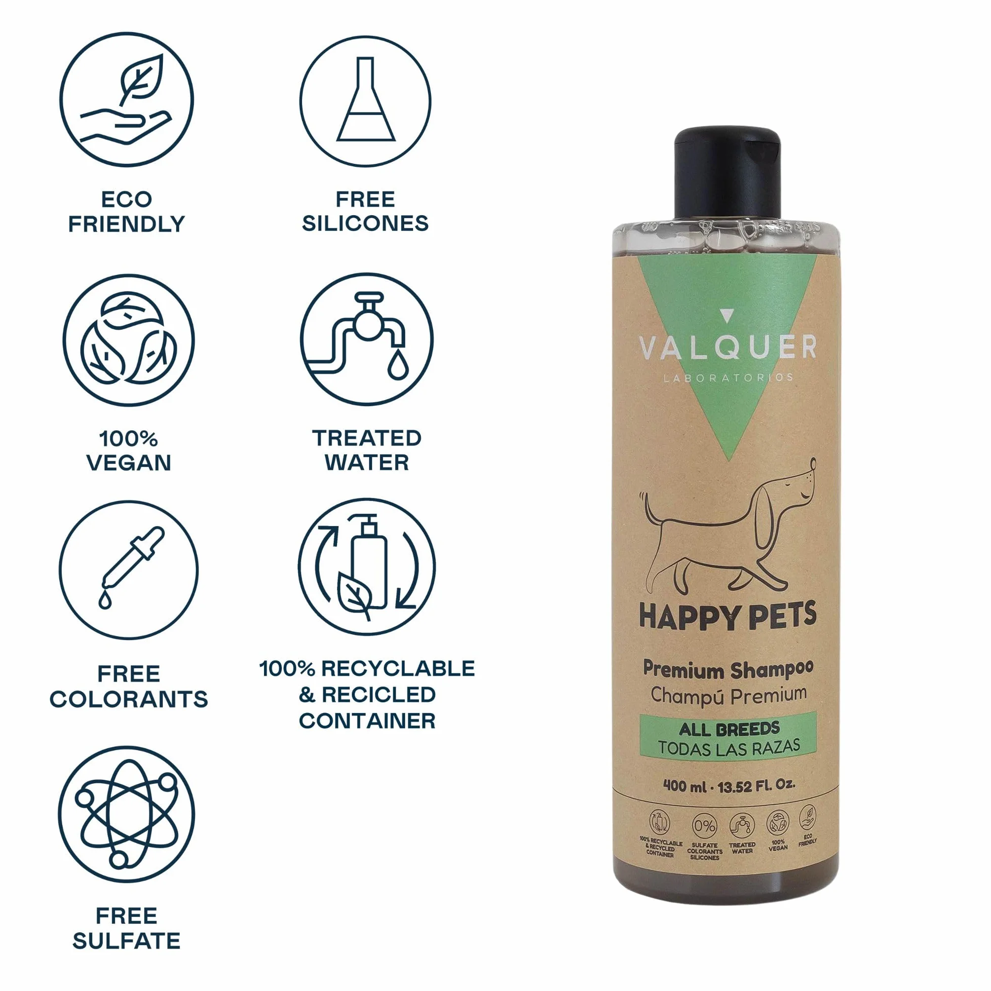 Valquer Premium szampon dla psów z sierścią zepsutą i suchą sierścią - z aloesem i kwasem hialuronowym, szampon dla psów, szampon szampon dla kotów - 400 ml (nawilżający)