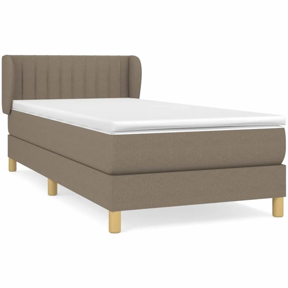 Tkanina z regulowanym zagłówkiem Sprężynowy kieszeniowy Taupe 100x200 cm | Łóżko kontynentalne z materacem sprężynowym taupe 100x200 cm tkanina z zagłówkiem