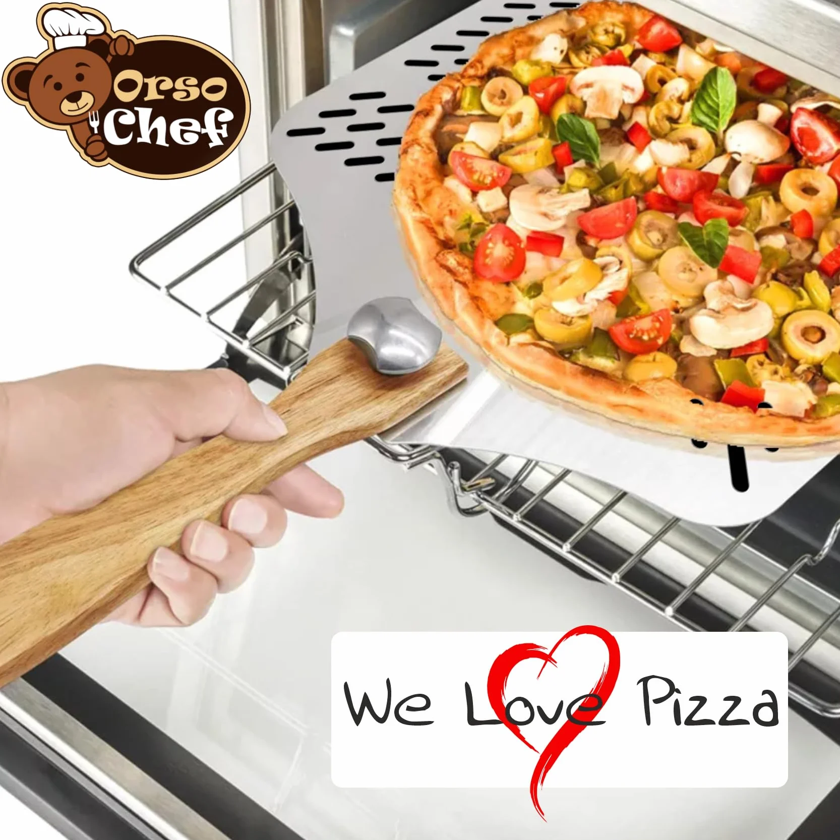 Antech łopatka do pizzy z otworem, krótka łopatka do pizzy z aluminium ze zdejmowanym uchwytem, profesjonalnie zaprojektowana z myślą o optymalnym wykorzystaniu w kuchni, pizzy, chlebie i focaccia