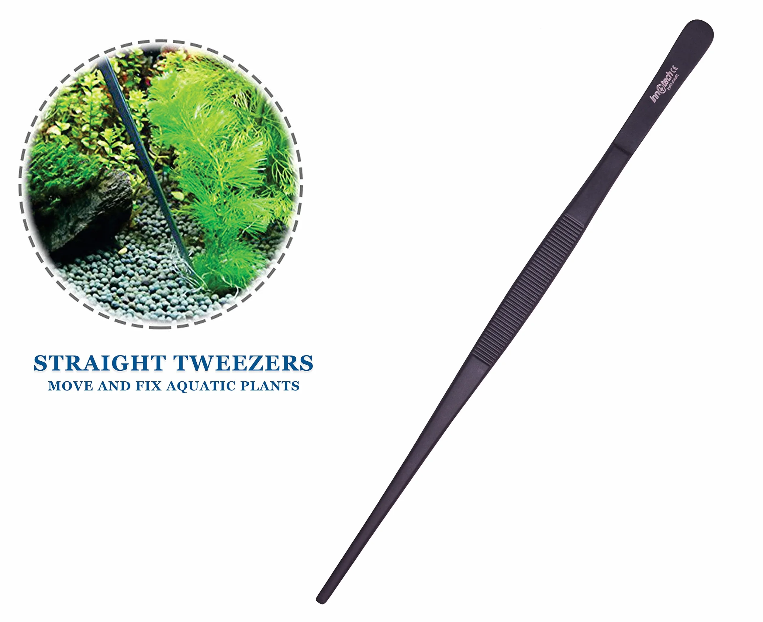 Innotech Aquascaping zestaw do czyszczenia akwarium, czarny kompletny zestaw narzędzi do pielęgnacji terrarium, ze stali szlachetnej (pęseta, nożyczki do roślin, szpatułka do żwiru)