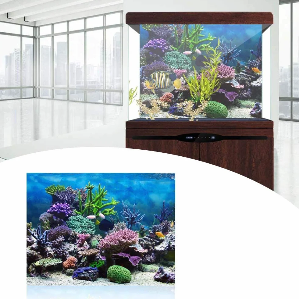 FILFEEL Dekoracje akwarium tło PCW samoprzylepny plakat podwodny koral 76 x 30 cm