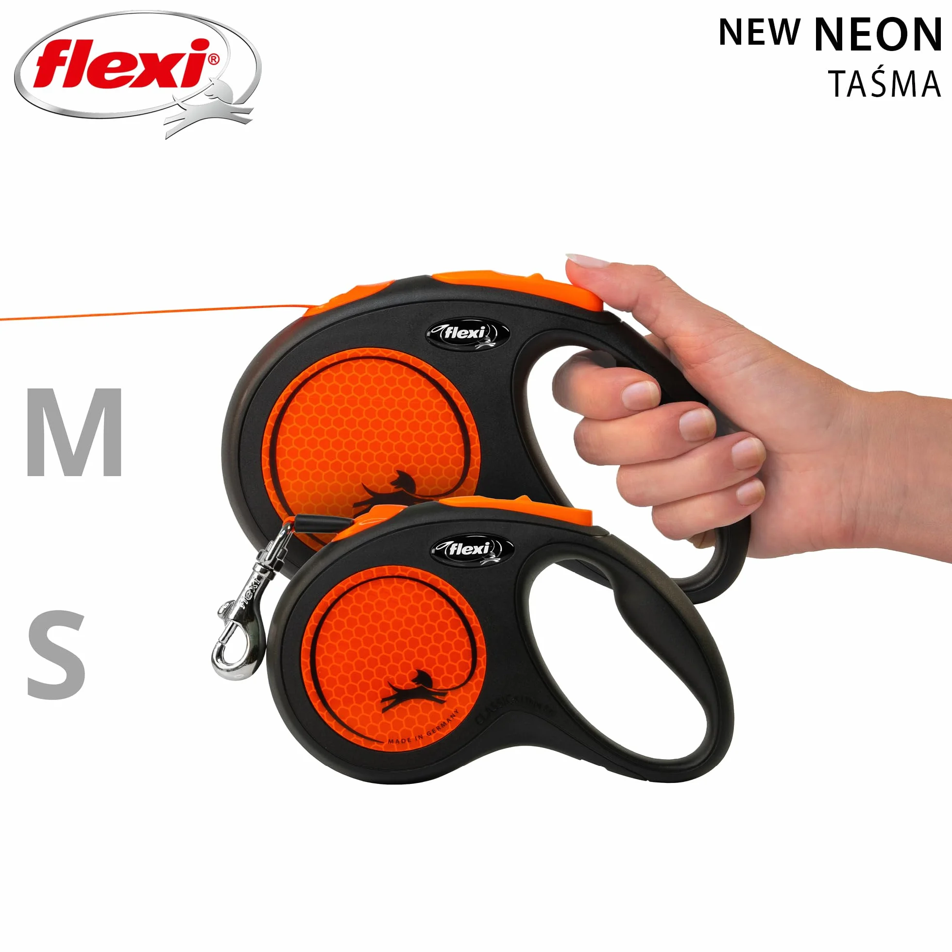 Flexi neonowa taśma smycz dla psa 5 m do 15 kg