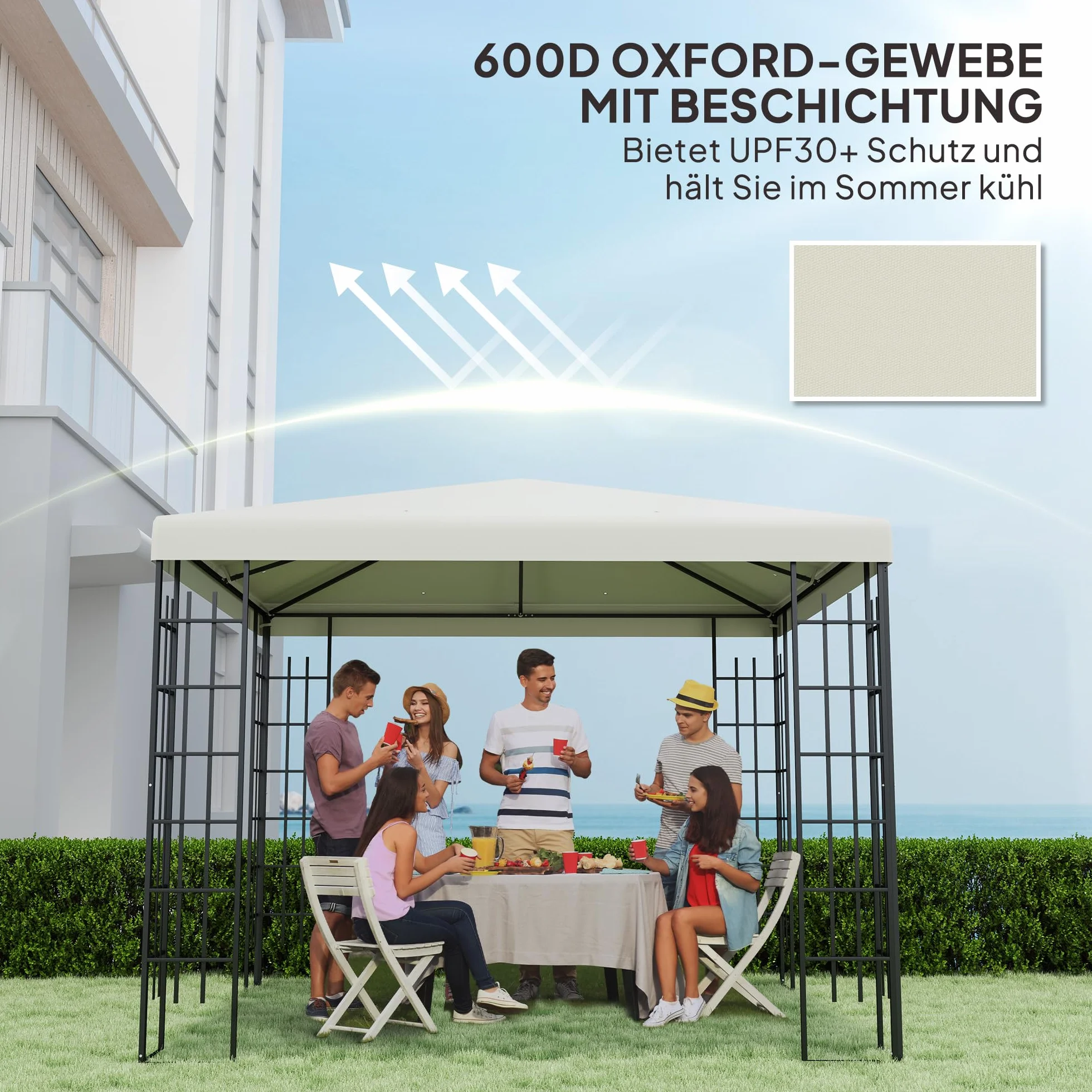 Outsuuny dach zapasowy do pawilonu ogrodowego, 3 x 3 m, wodoszczelny, zapasowy pokrowiec do pawilonu ogrodowego, części zamienne z tkaniny Oxford, 370 g/m², jasnoszary