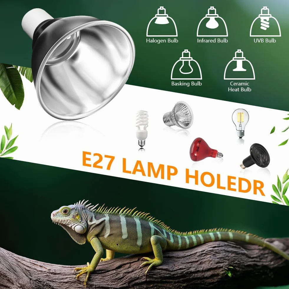 HOTUT Reptile Dome Terrarium, aluminiowa lampa reflektorowa E27 15 cm 100 W
