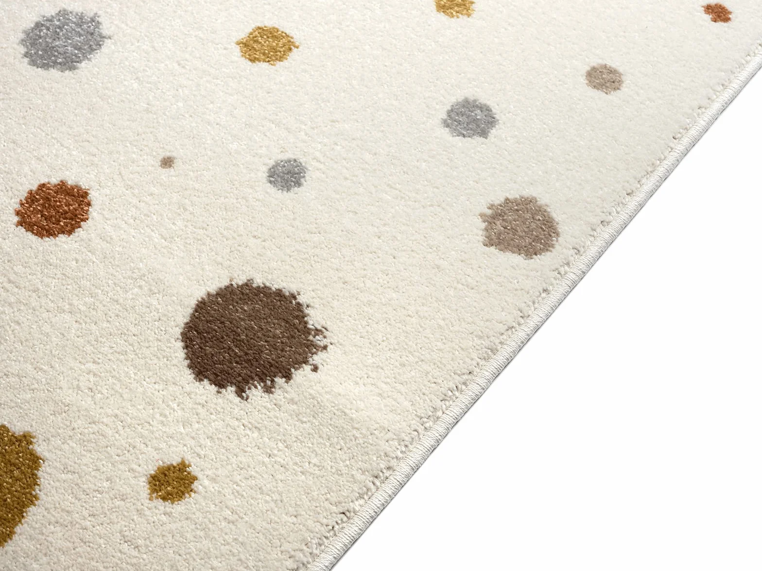 the carpet Beat Kids – Nowoczesny, miękki dywan dziecięcy, miękkie runo, łatwy w pielęgnacji, trwałe kolory, wzór w kropki, kolor kremowy, 160 x 220 cm
