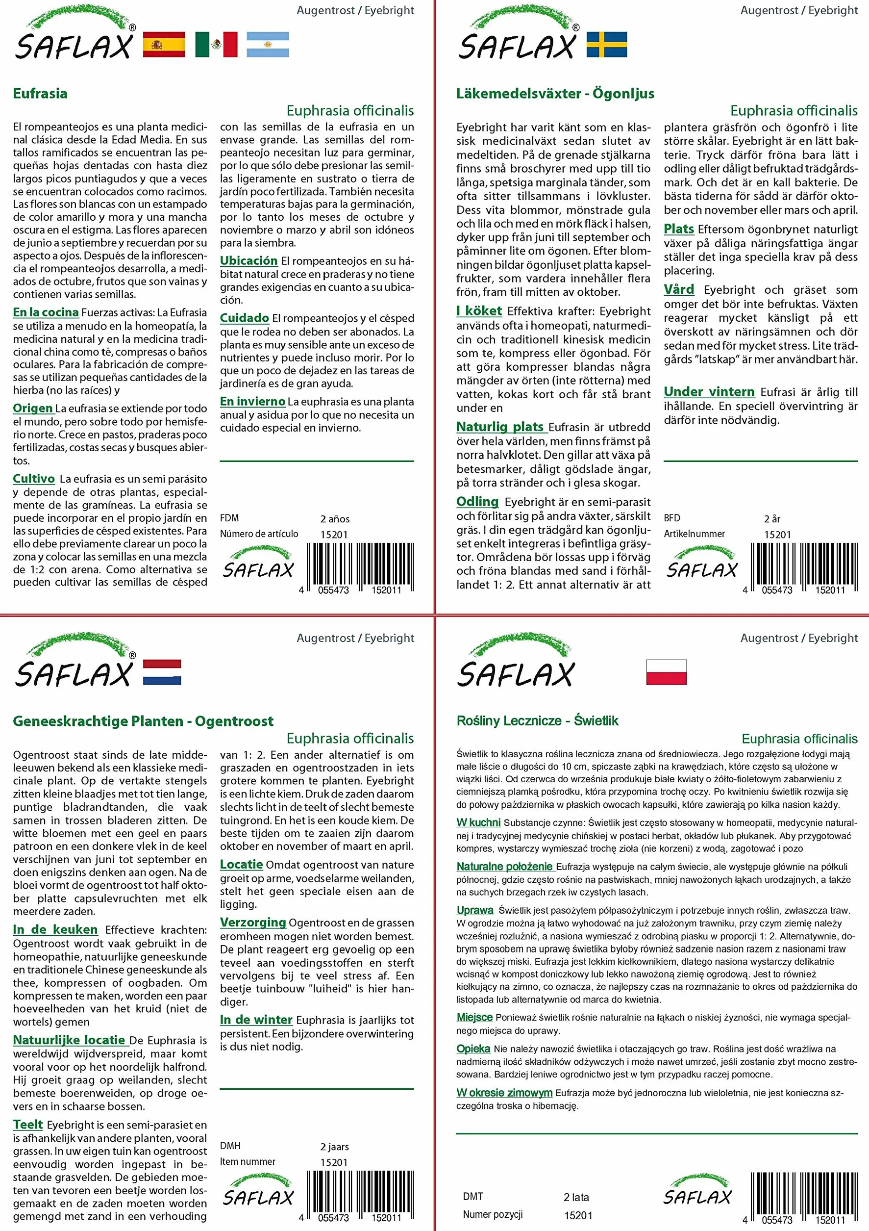 SAFLAX - Świetlik - 200 Nasiona - Euphrasia officinalis