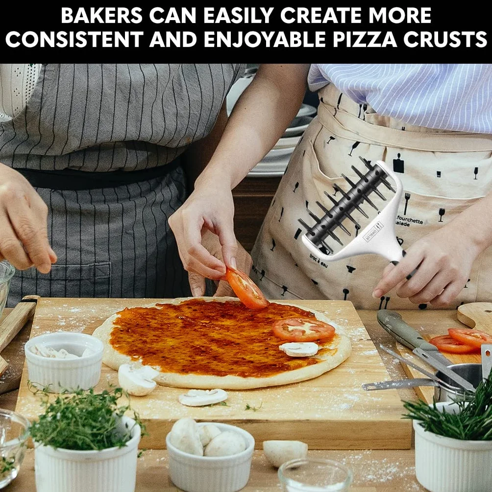 ORBLUE Docker do ciasta do pizzy, wałek do ciasta z kolcami, narzędzie do dokowania pizzy do kuchni domowej i komercyjnej – akcesoria do robienia pizzy, które zapobiegają powstawaniu pęcherzy ciasta