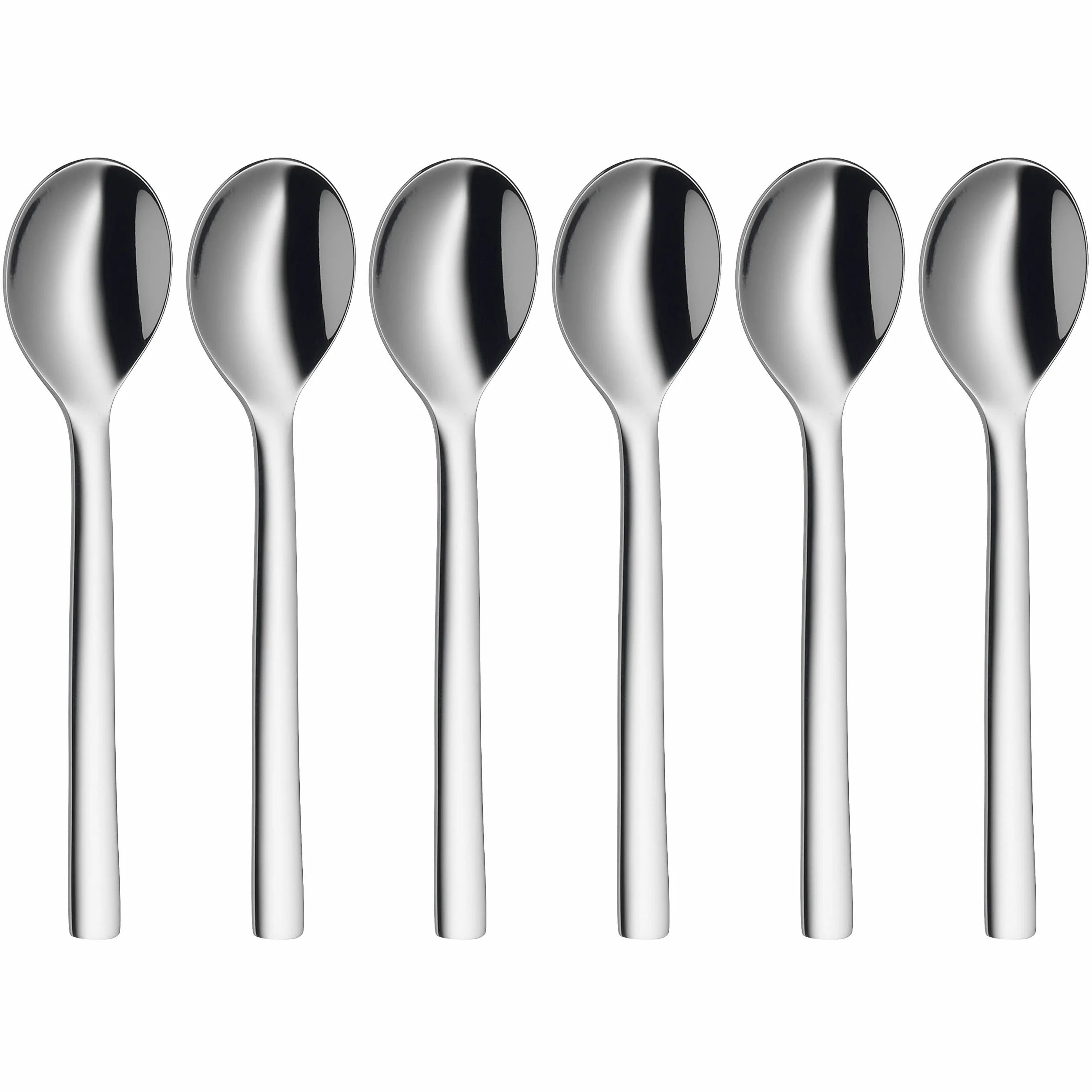 WMF Nuova 6-Częściowy Zestaw Łyżeczek do Espresso, Nadaje Się do Mycia w Zmywarce, Dł. 11 cm, Polerowana Stal Nierdzewna Cromargan