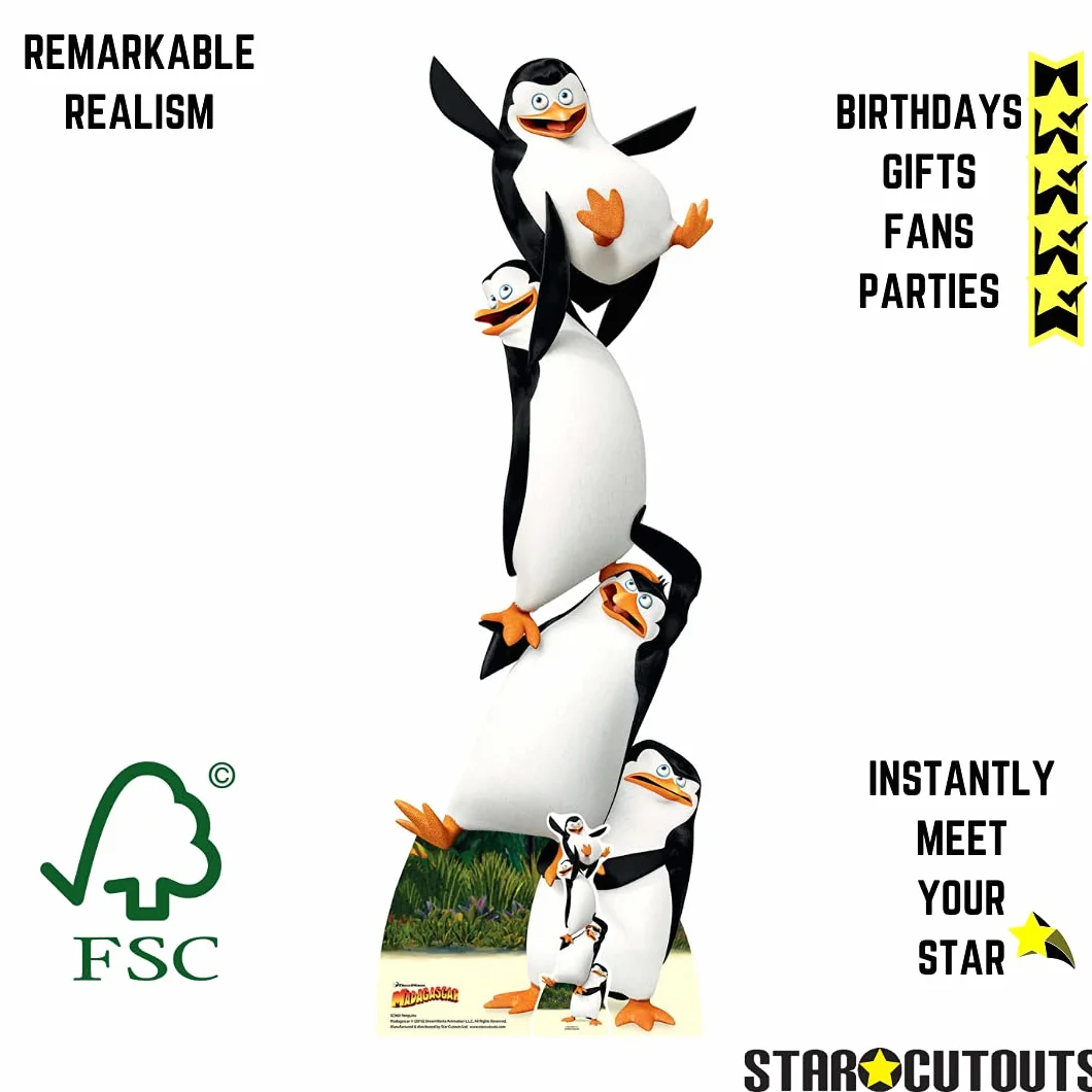 Star Cutouts Ltd SC969 pingwiny Madagaskar Topsy Turvy, karton, wielokolorowy, 160 x 57 x 160 cm