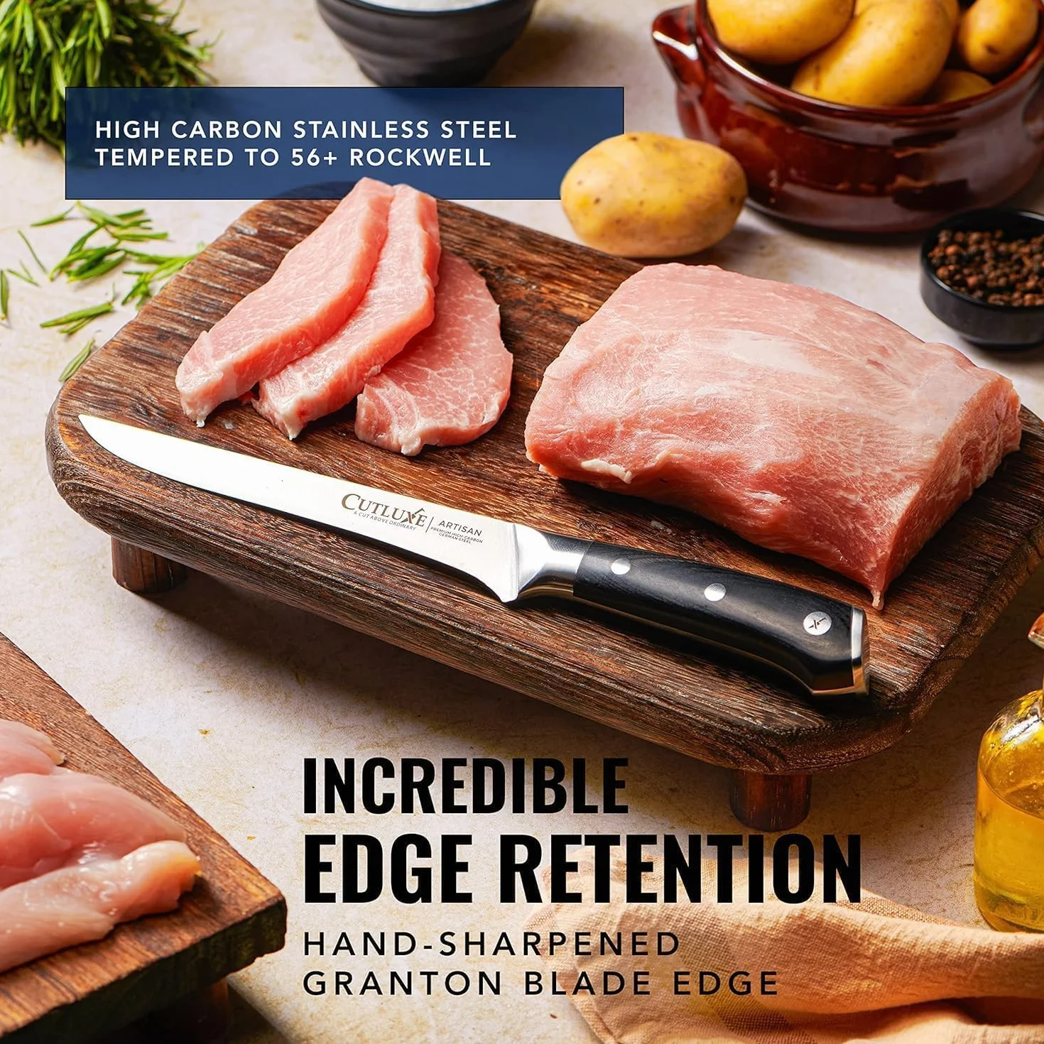 CUTLUXE Boning Knife – 6" Flexible Fillet Knife – Forged High Carbon German Steel – Full Tang & Razor Sharp – Ergonomic Handle Design – Artisan Series