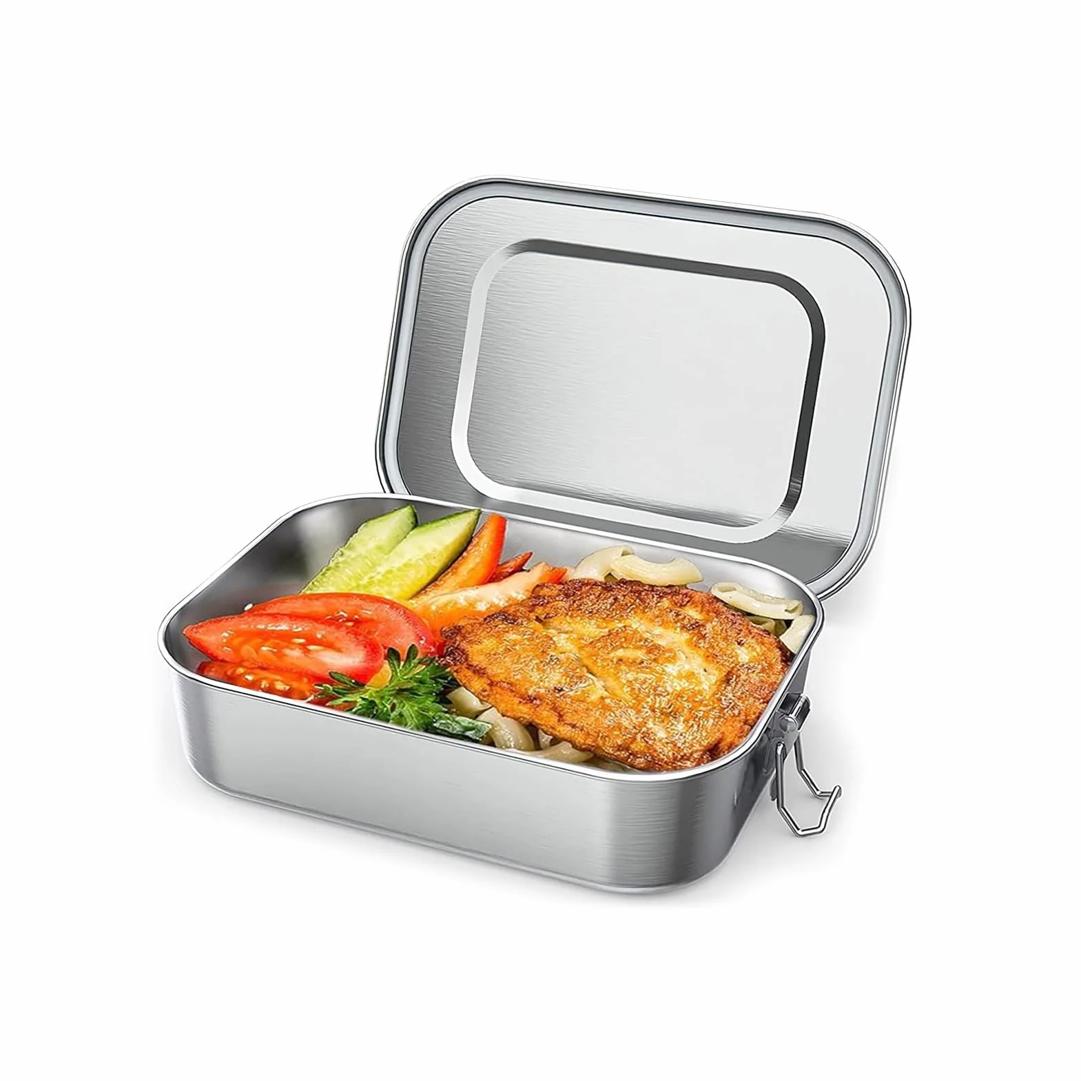 Metalowe pudełko na lunch – 550 ml pudełko na lunch ze stali nierdzewnej dla dzieci i dorosłych, zaprojektowane zatrzaskowe klamry i silikonowe pierścienie wewnętrzne pokrywki, nadaje się do