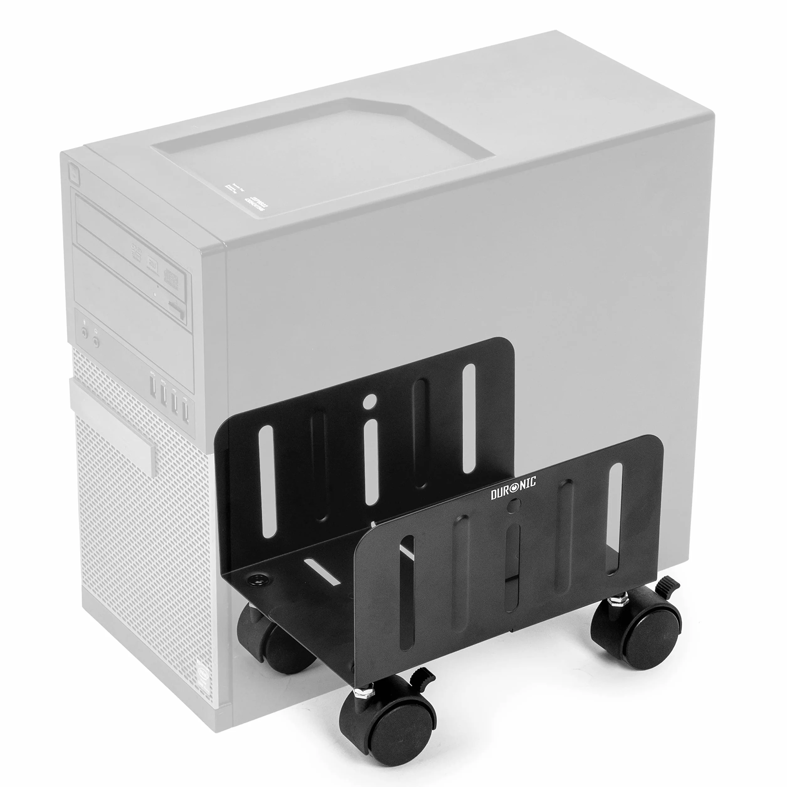 Duronic DMHD2 Mobilna podstawka do komputera stacjonarnego wózek do PC stojak na procesor czarny | uniwersalny | blokada kół | wózek na kółkach pod komputer