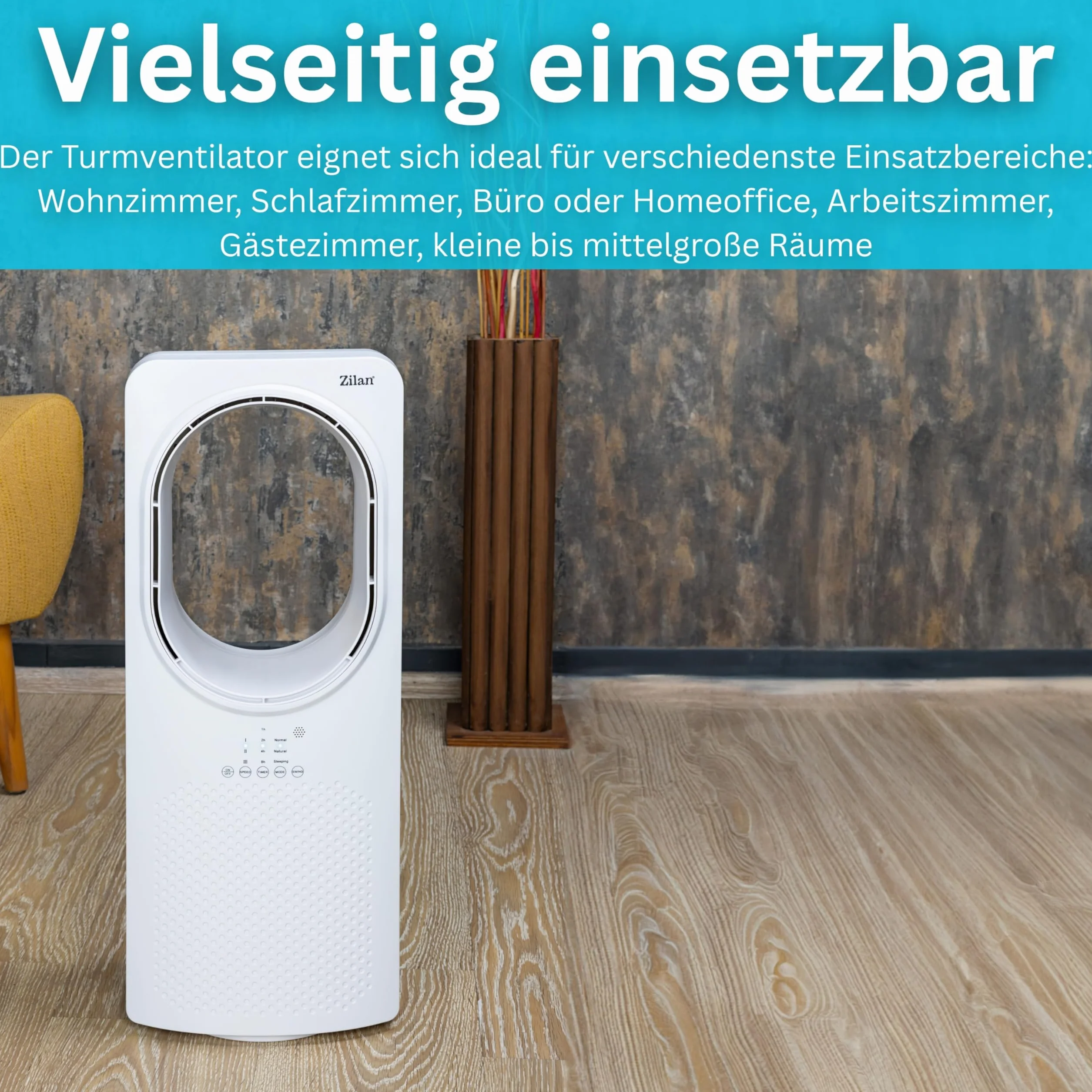 Zilan Wentylator kolumnowy z pilotem zdalnego sterowania, chłodzący powietrze, wentylator stojący, energooszczędny, cichy, oscylujący, podłogowy, wentylator kolumnowy z chłodzeniem, mobilny