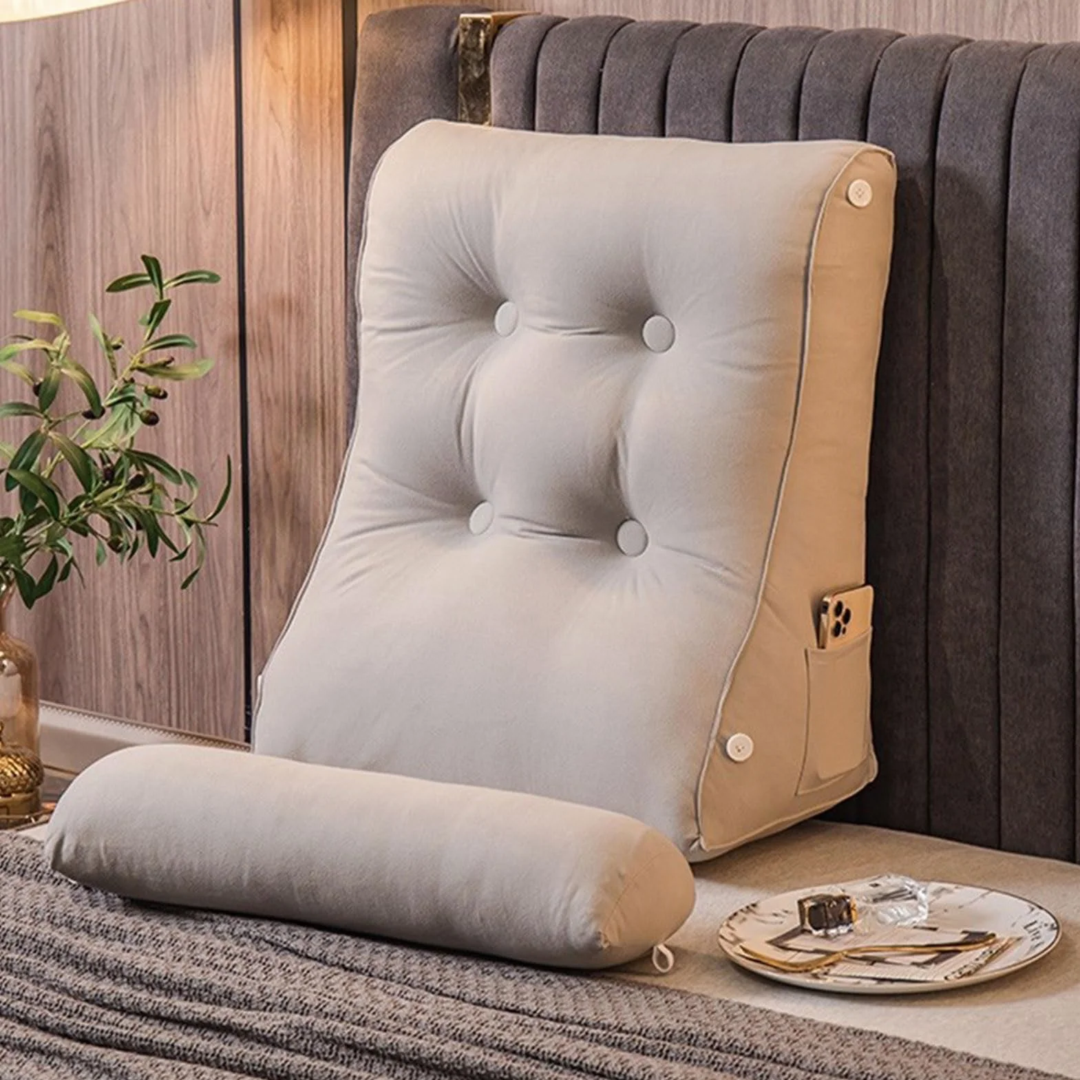 Poduszki do czytania - trójkątna poduszka podtrzymująca oparcie z pianki z pamięcią kształtu, ergonomiczna poduszka lędźwiowa na sofę, krzesło, łóżko, samochód, biuro, miękka, wygodna konstrukcja