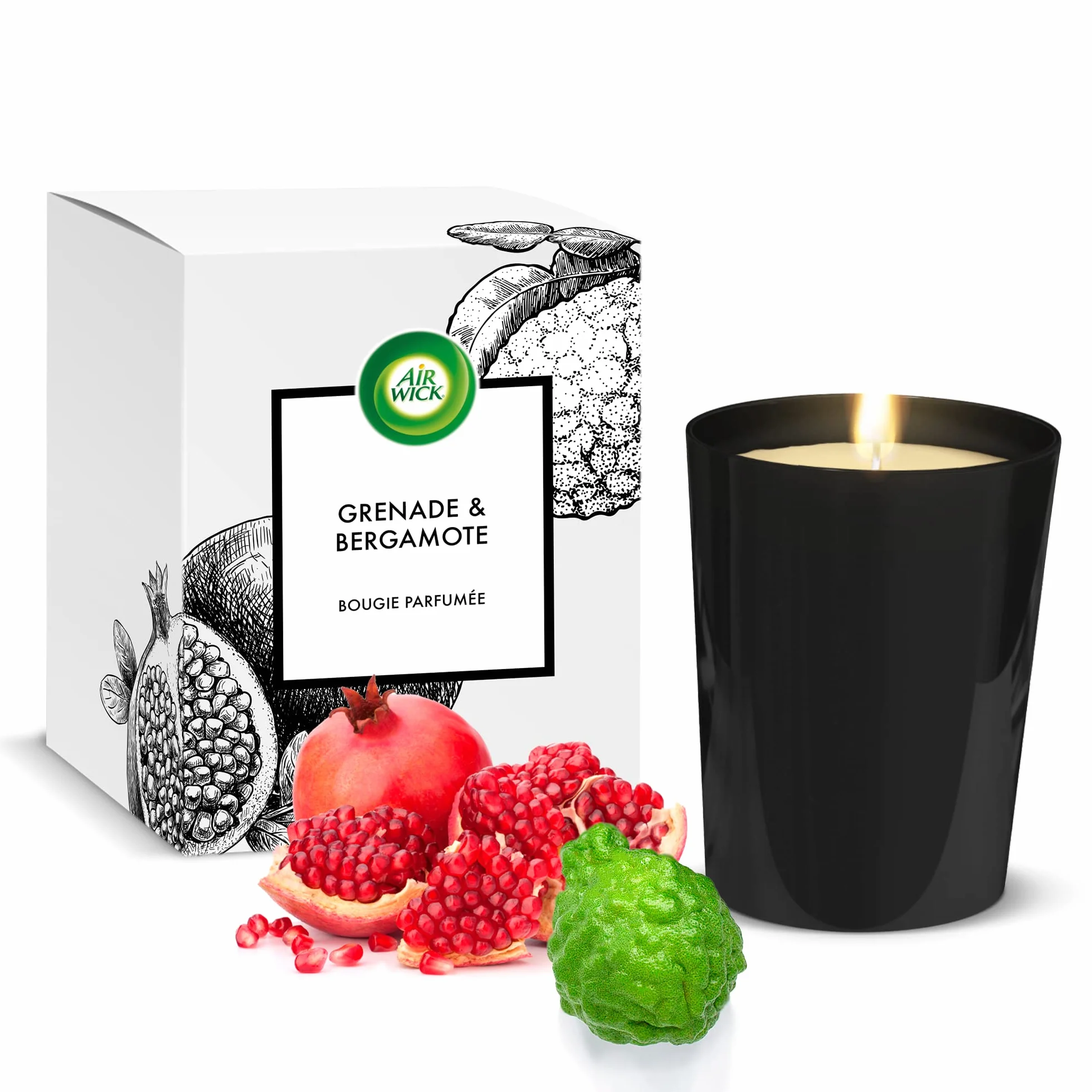 Air wick Świeca zapachowa granat i bergamotka – czas palenia do 40 godzin – 1 sztuka świeca dekoracyjna