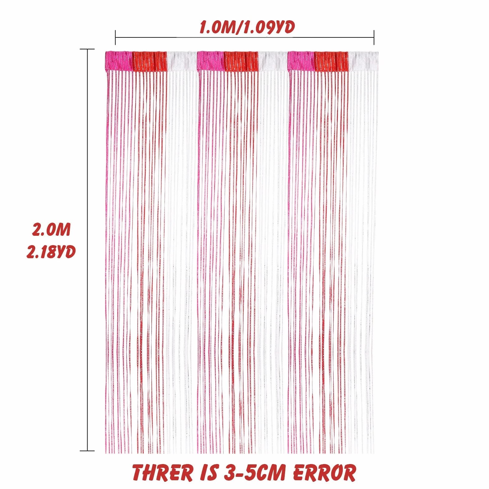 Vidillo Zasłona sznurkowa, brokatowa, biała, 100 x 200 cm, zasłona ścienna, dekoracja okna wystawowego, dekoracyjna zasłona działowa, ochrona przed owadami, na wesele, do kawiarni, restauracji