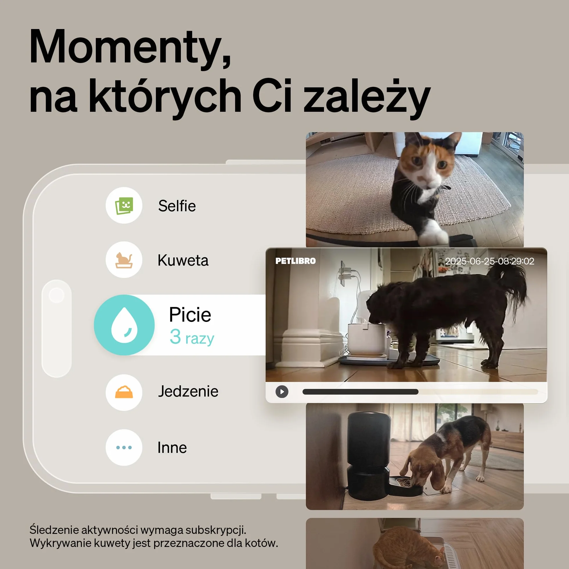 PETLIBRO Kamera dla zwierząt domowych z aplikacją, 360° HD kamera dla psa, sterowana sztuczną inteligencją, do użytku w pomieszczeniach, do rozpoznawania wielu zwierząt, śledzenie aktywności